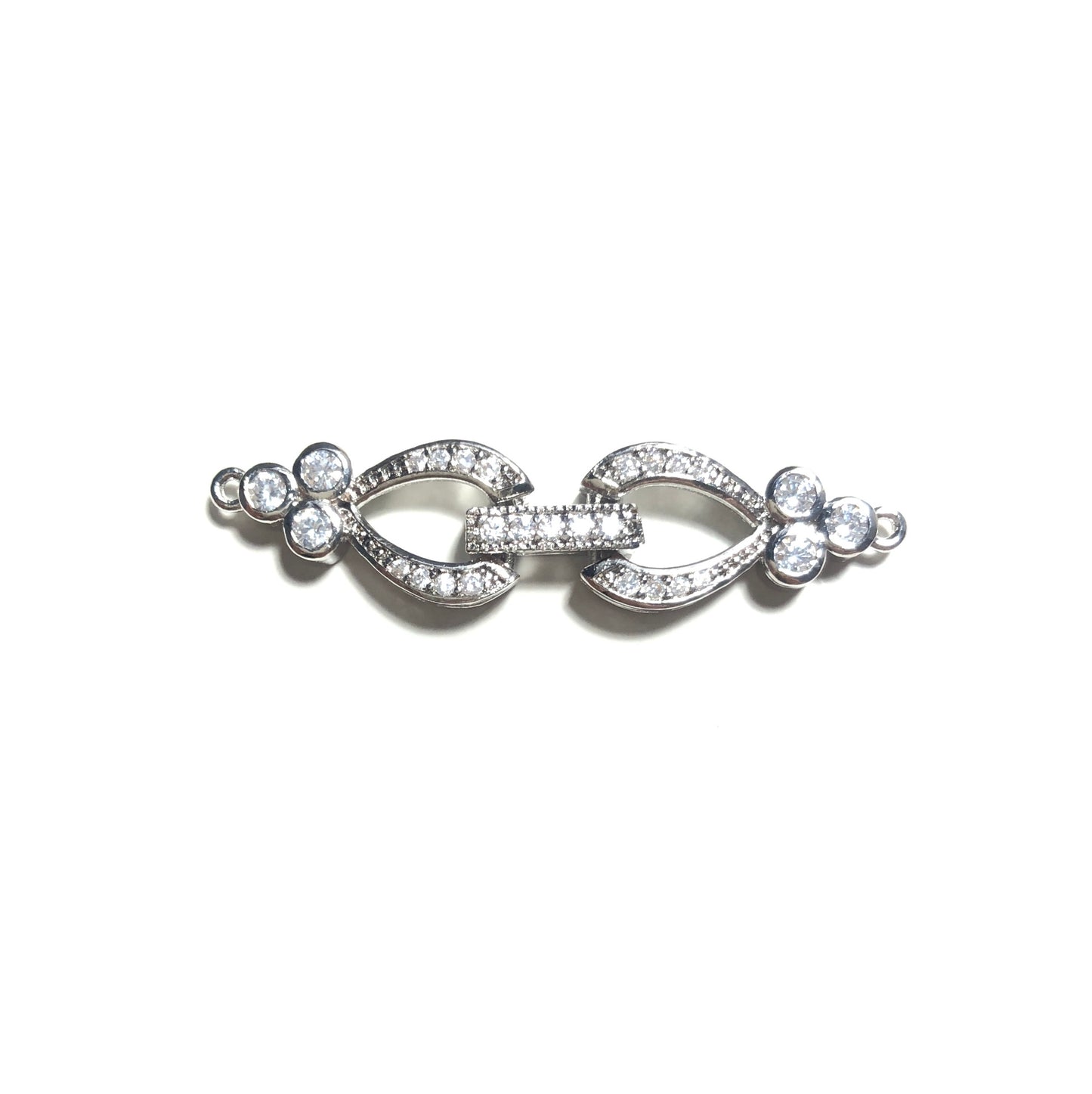 10pcs/lot 40*9.5mm CZ Paved Chain Connectors Silver CZ Paved Connectors Chain Charms Beads Beyond