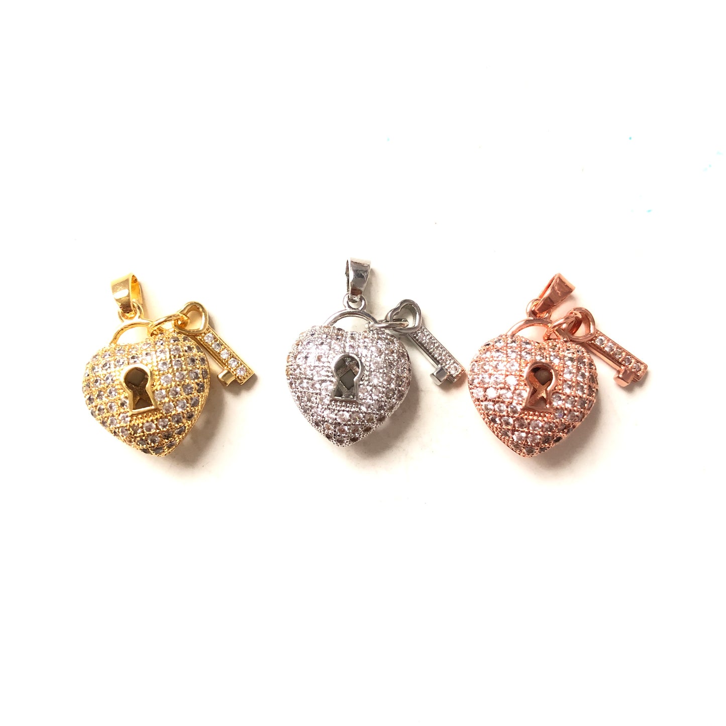 10pcs/lot 23*14.3mm CZ Paved Heart Lock Charms CZ Paved Charms Hearts Keys & Locks Charms Beads Beyond