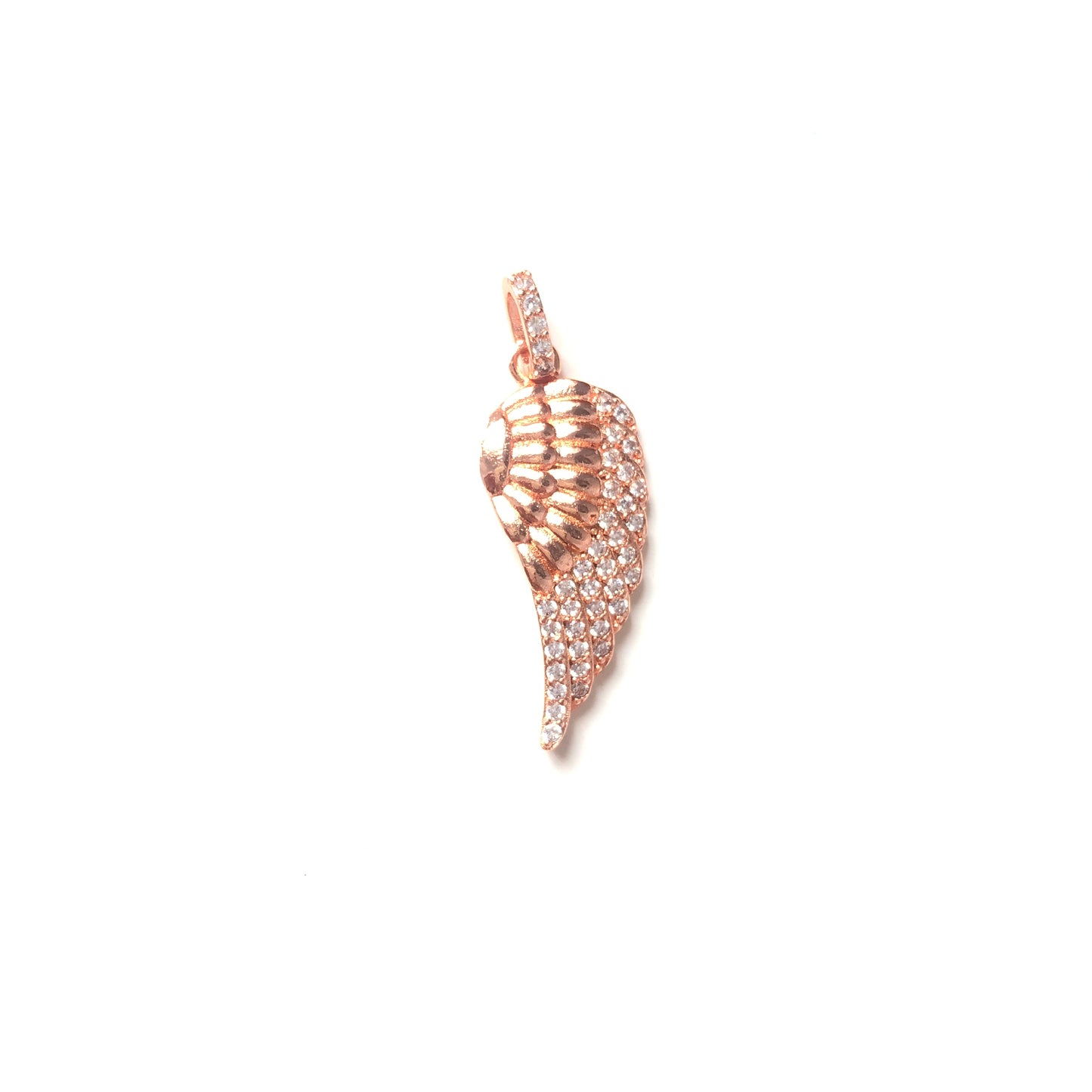10pcs/lot 38*13mm CZ Paved Wing Charms Rose Gold CZ Paved Charms Wings Charms Beads Beyond