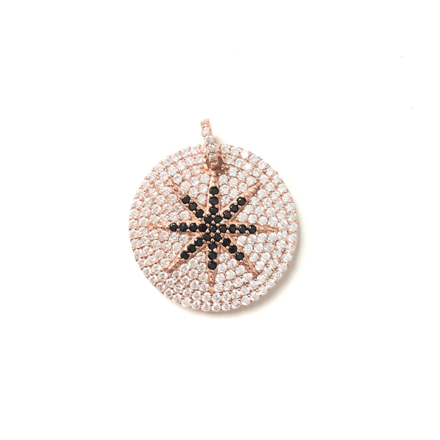 5-10pcs/lot 28*28mm CZ Paved Big Size Star Round Charms Rose Gold CZ Paved Charms Large Sizes Charms Beads Beyond