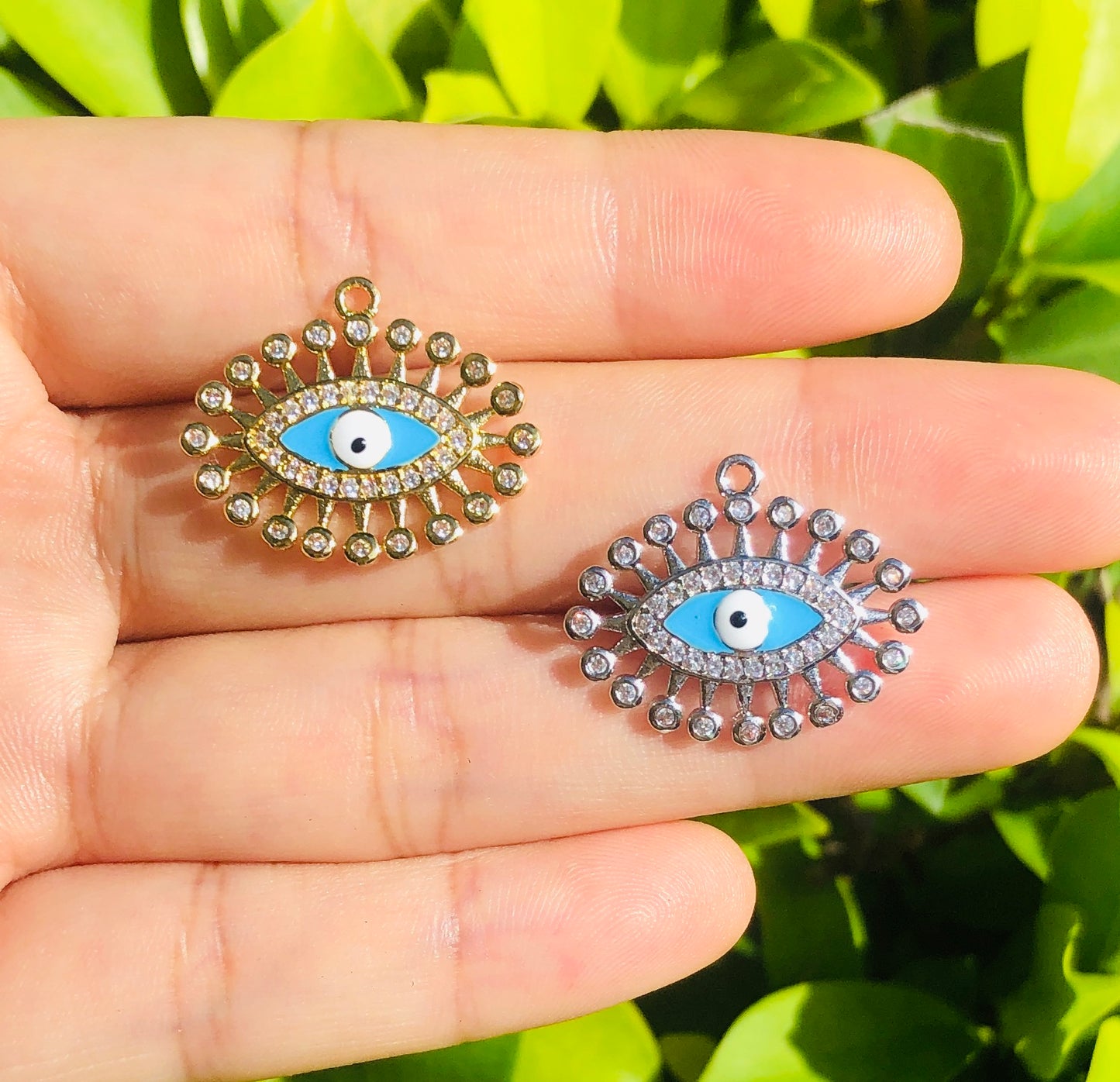 10pcs/lot 18.3*22.6mm CZ Paved Evil Eye Charms Mix Color CZ Paved Charms Evil Eyes Charms Beads Beyond