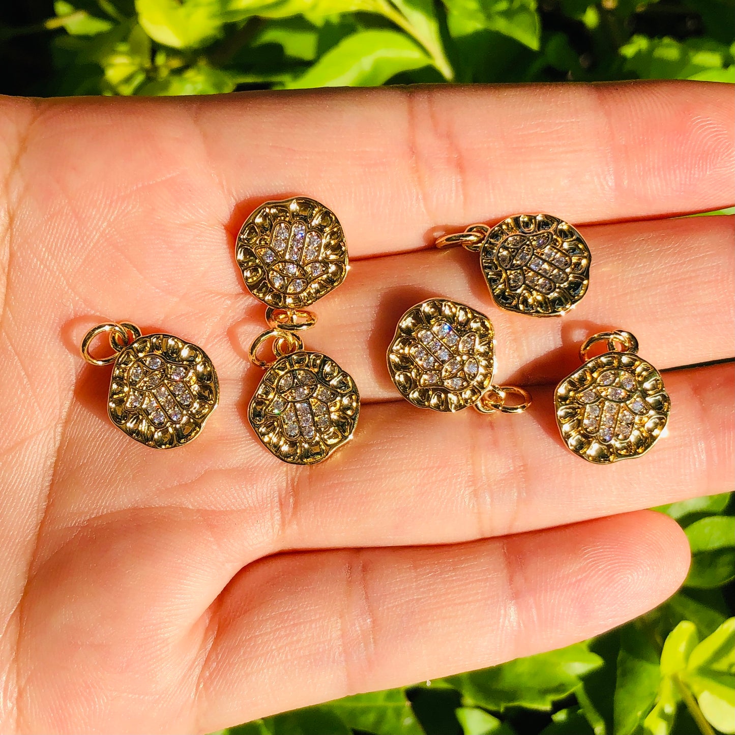 10pcs/lot 14*11.6mm CZ Paved Hamsa Charms CZ Paved Charms Hamsa Small Sizes Charms Beads Beyond