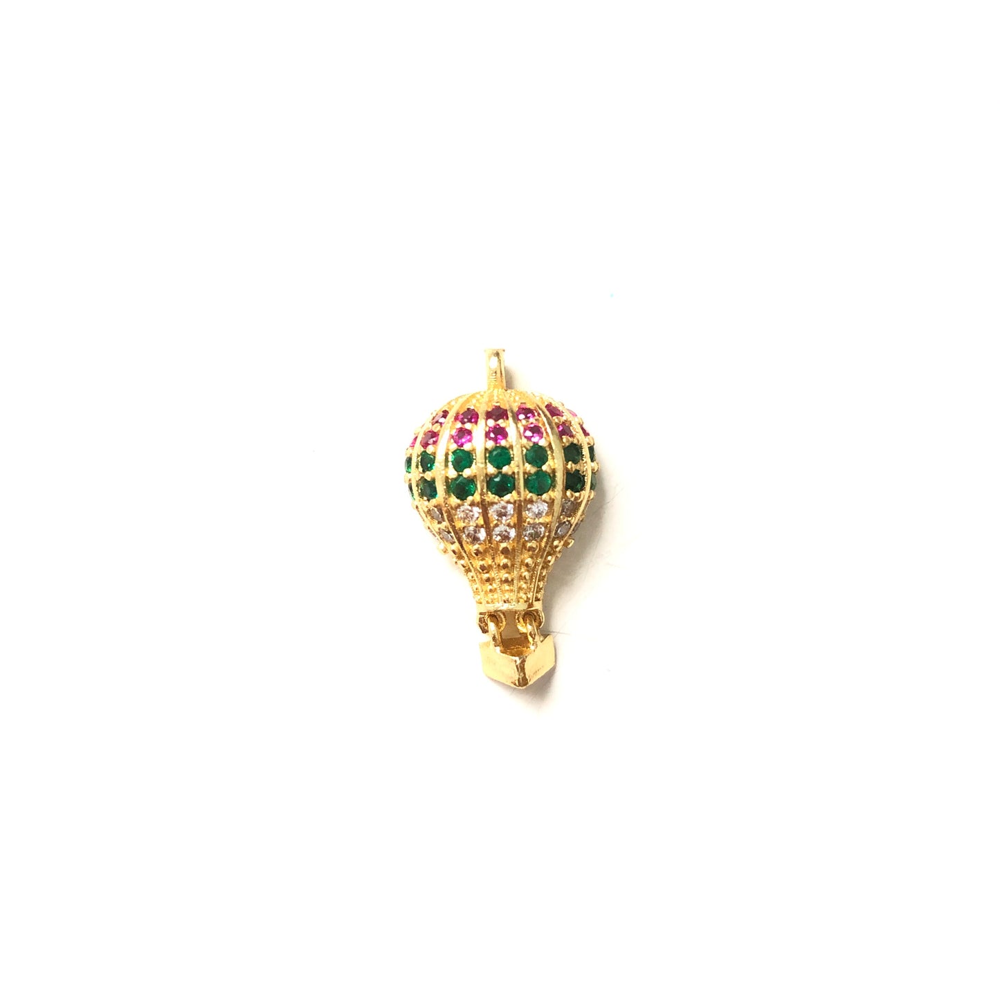 10pcs/lot 23*13mm CZ Paved Hot Air Ballon Charms Green-Gold CZ Paved Charms Colorful Zirconia Charms Beads Beyond