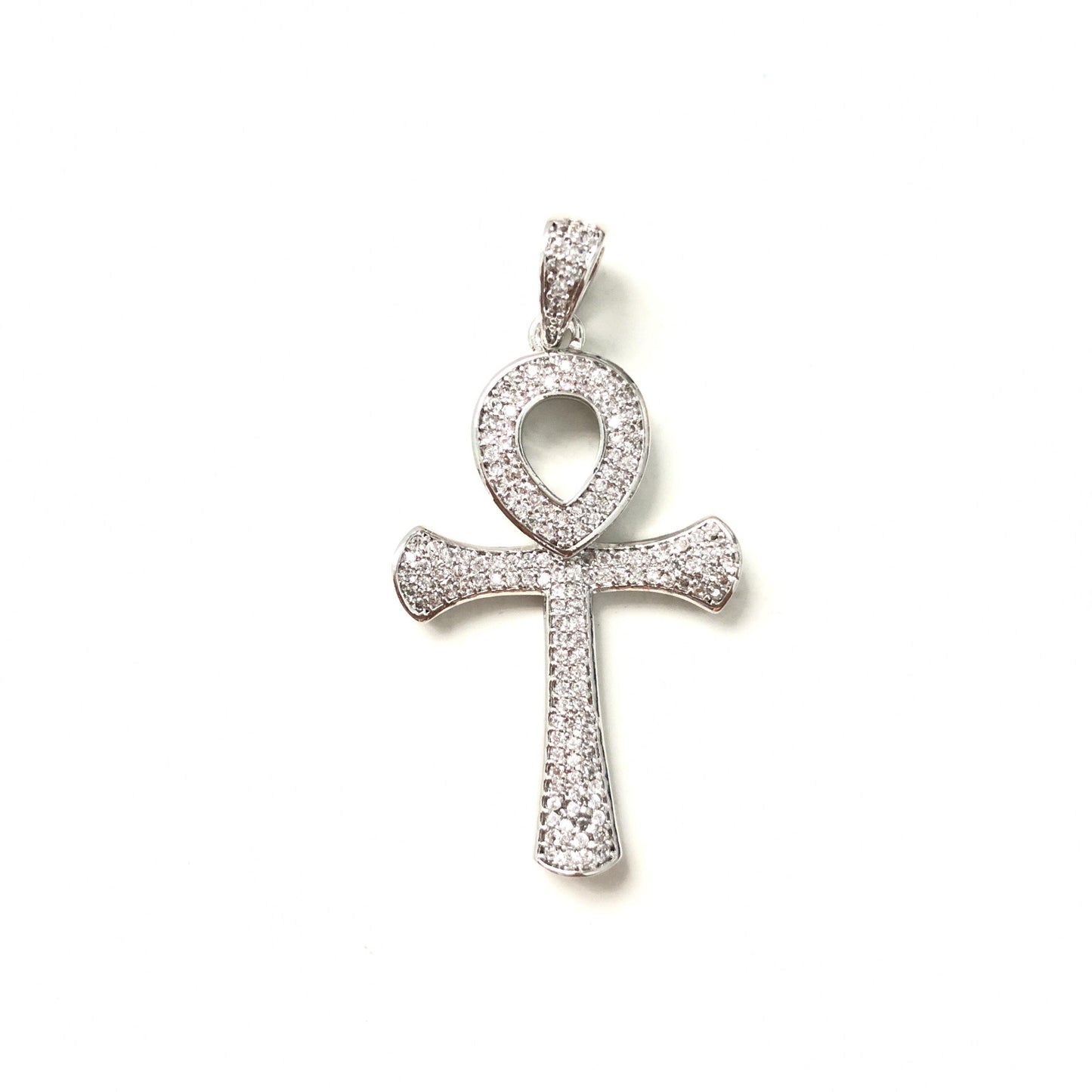 10pcs/lot 45*23.3mm CZ Paved Ankh Charms Silver CZ Paved Charms ANKH Symbols Charms Beads Beyond