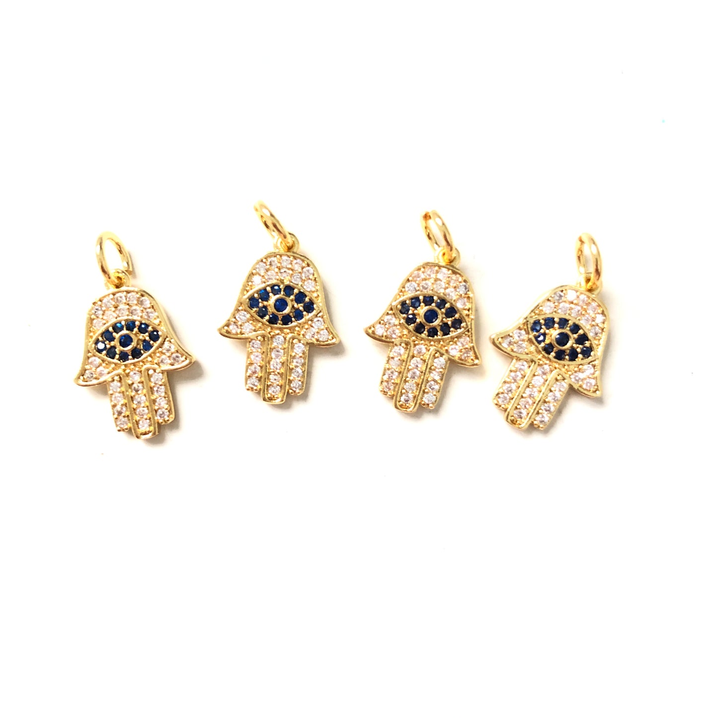 10pcs/lot 15.5*10.5mm CZ Paved Hamsa Charms Gold CZ Paved Charms Hamsa Charms Beads Beyond