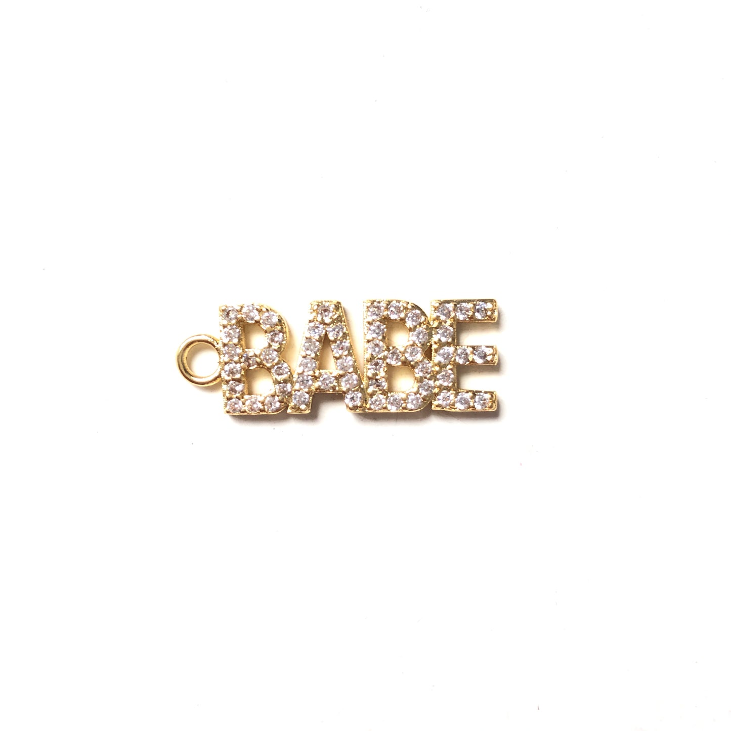 10pcs/lot Gold CZ Paved Letter Charms BABE-10pcs CZ Paved Charms Love Letters Mother's Day Words & Quotes Charms Beads Beyond