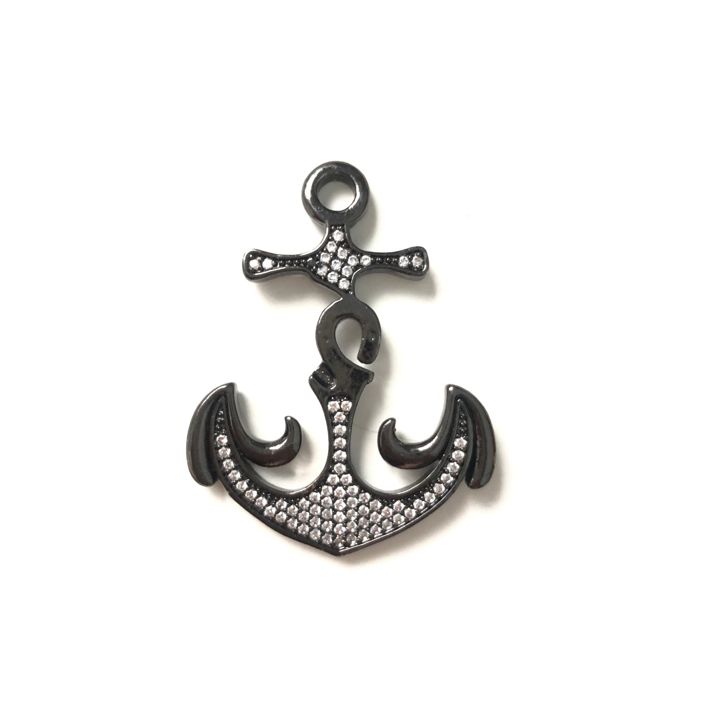 10pcs/lot 40*31mm CZ Paved Anchor Charms Black CZ Paved Charms Large Sizes Symbols Charms Beads Beyond