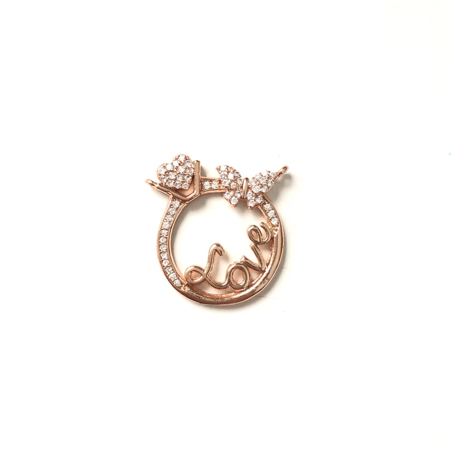 10pcs/lot 24*22mm Clear CZ Paved LOVE Charms Rose Gold CZ Paved Charms Love Letters Charms Beads Beyond