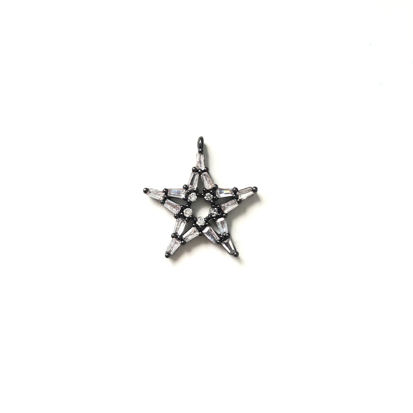 10pcs/lot 24.5*22mm Clear CZ Paved Star Charms Black CZ Paved Charms Sun Moon Stars Charms Beads Beyond