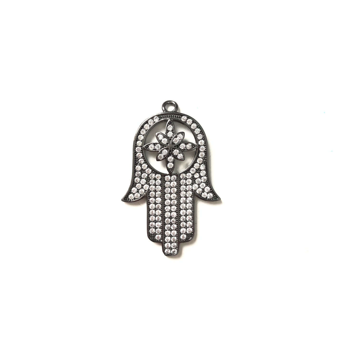 5-10pcs/lot 35*22mm CZ Paved Big Size Hamsa Charms Clear on Black CZ Paved Charms Hamsa Large Sizes Charms Beads Beyond