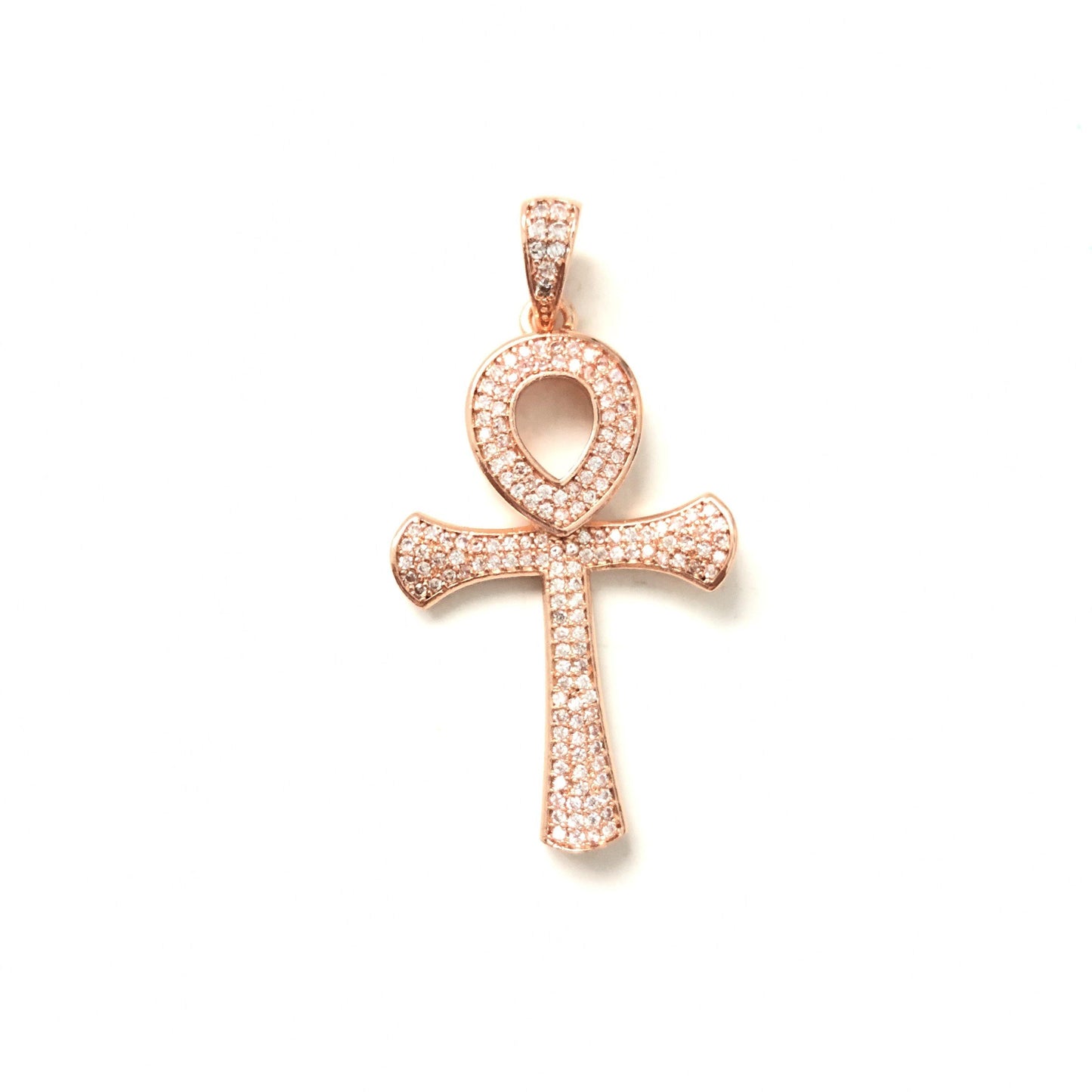 10pcs/lot 45*23.3mm CZ Paved Ankh Charms Rose Gold CZ Paved Charms ANKH Symbols Charms Beads Beyond