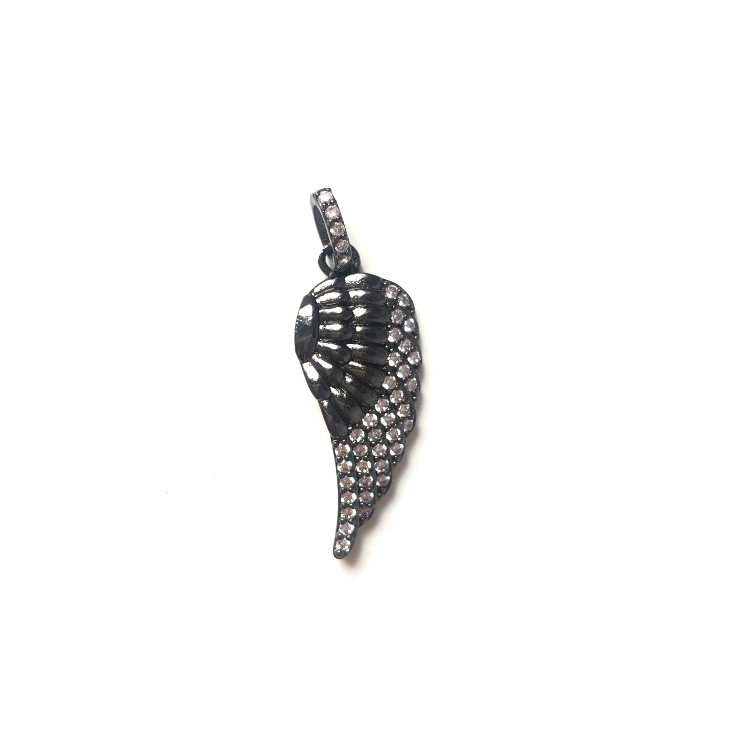 10pcs/lot 38*13mm CZ Paved Wing Charms Black CZ Paved Charms Wings Charms Beads Beyond