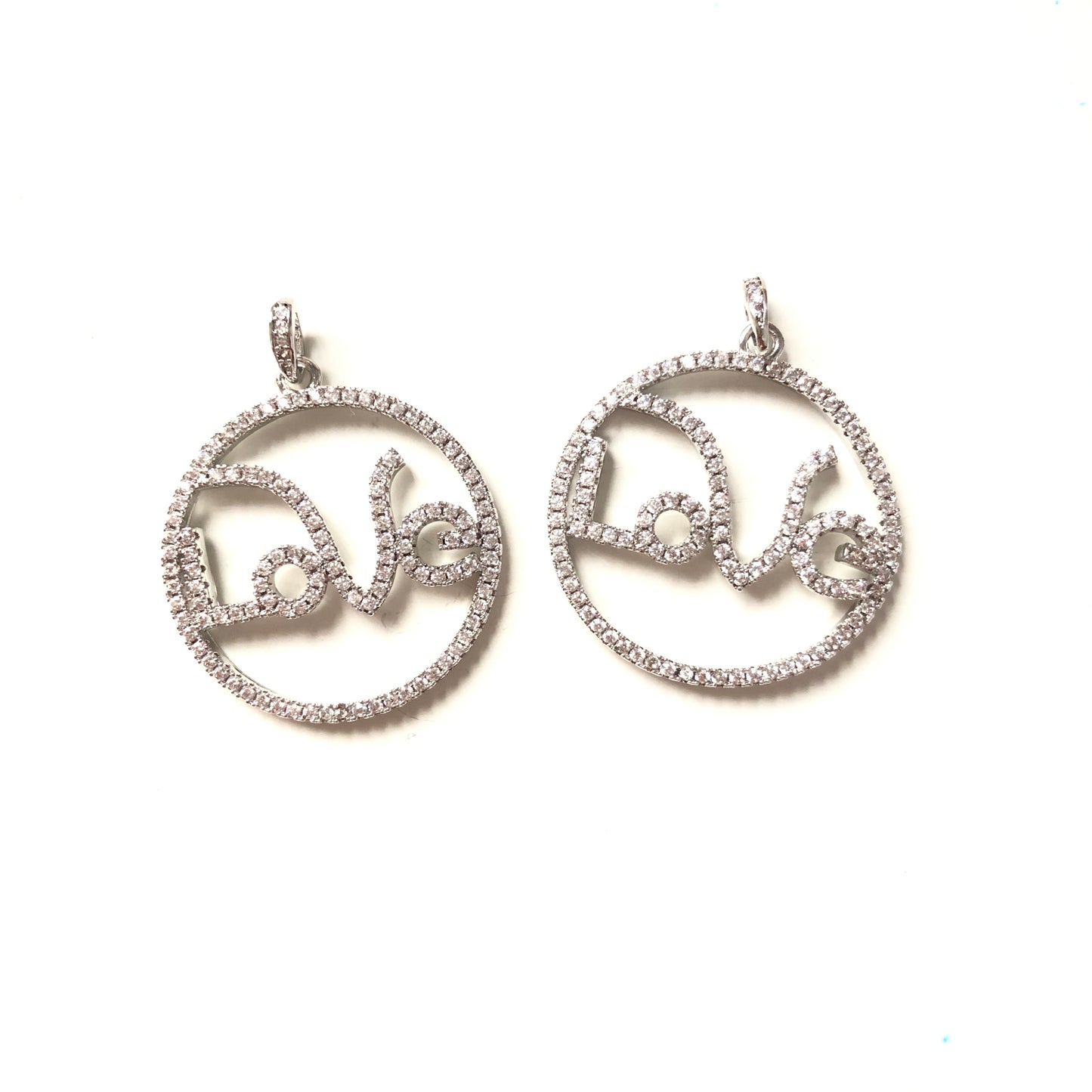 10pcs/lot 28mm CZ Paved LOVE Charms Silver CZ Paved Charms Love Letters Charms Beads Beyond