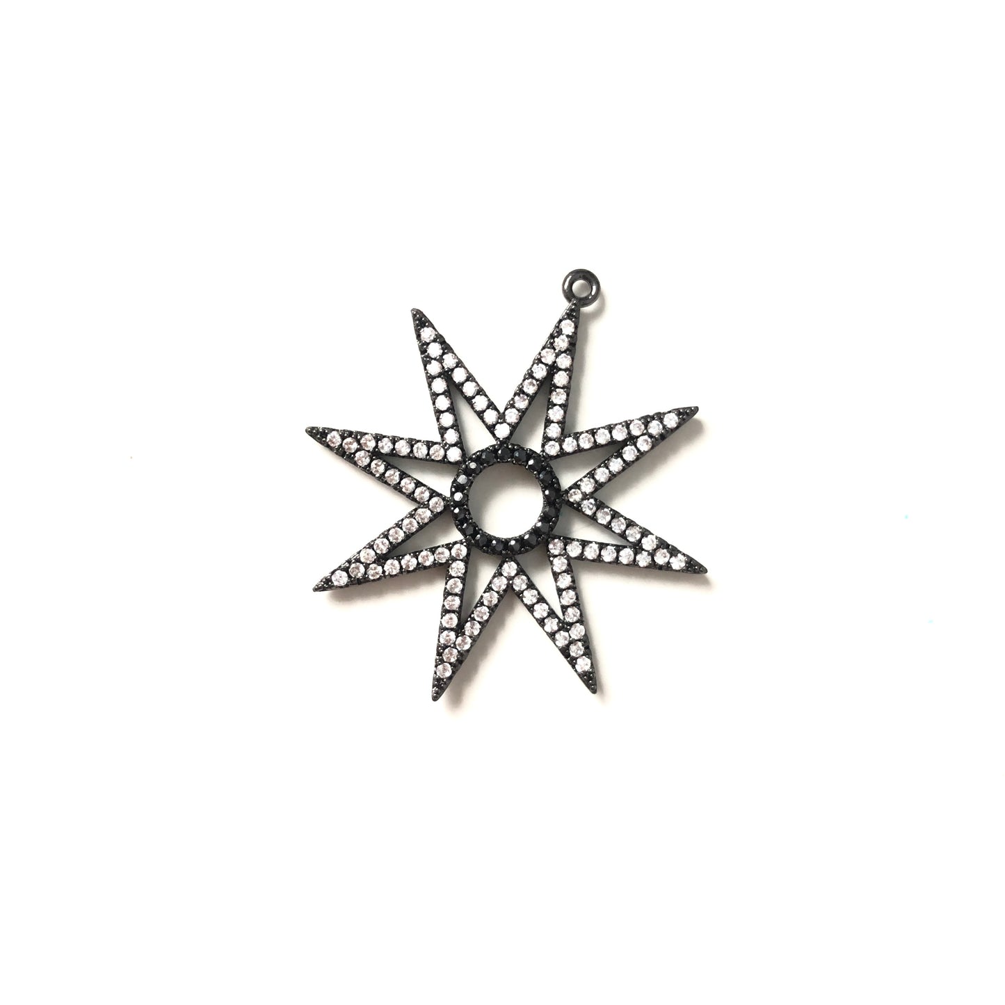 10pcs/lot 35*37mm CZ Paved Star Charms Black CZ Paved Charms Large Sizes Sun Moon Stars Charms Beads Beyond