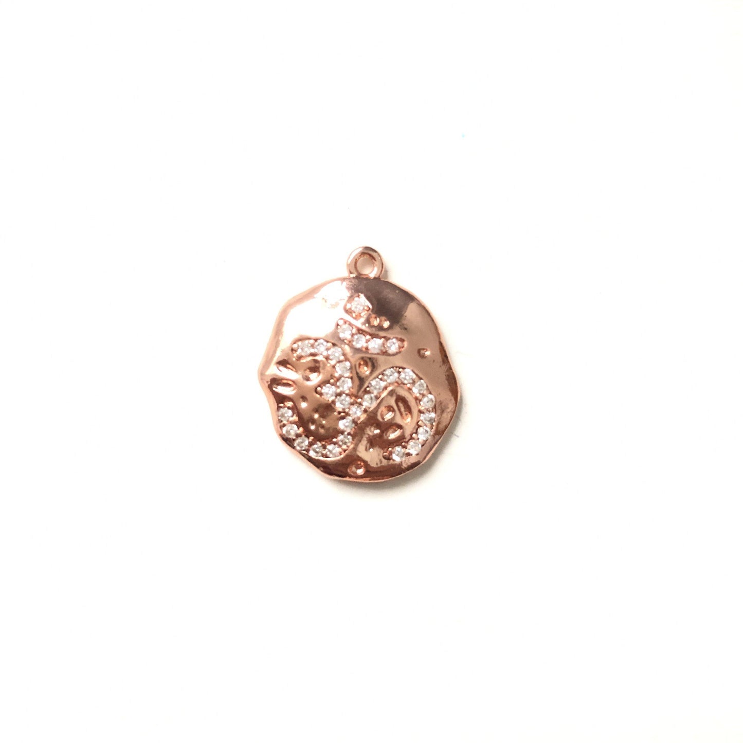 10pcs/lot 18*20.5mm CZ Paved OM Symbol Charms Rose Gold CZ Paved Charms Symbols Charms Beads Beyond
