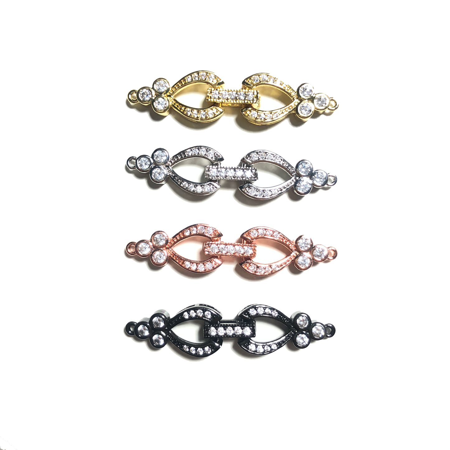 10pcs/lot 40*9.5mm CZ Paved Chain Connectors Mix Color CZ Paved Connectors Chain Charms Beads Beyond