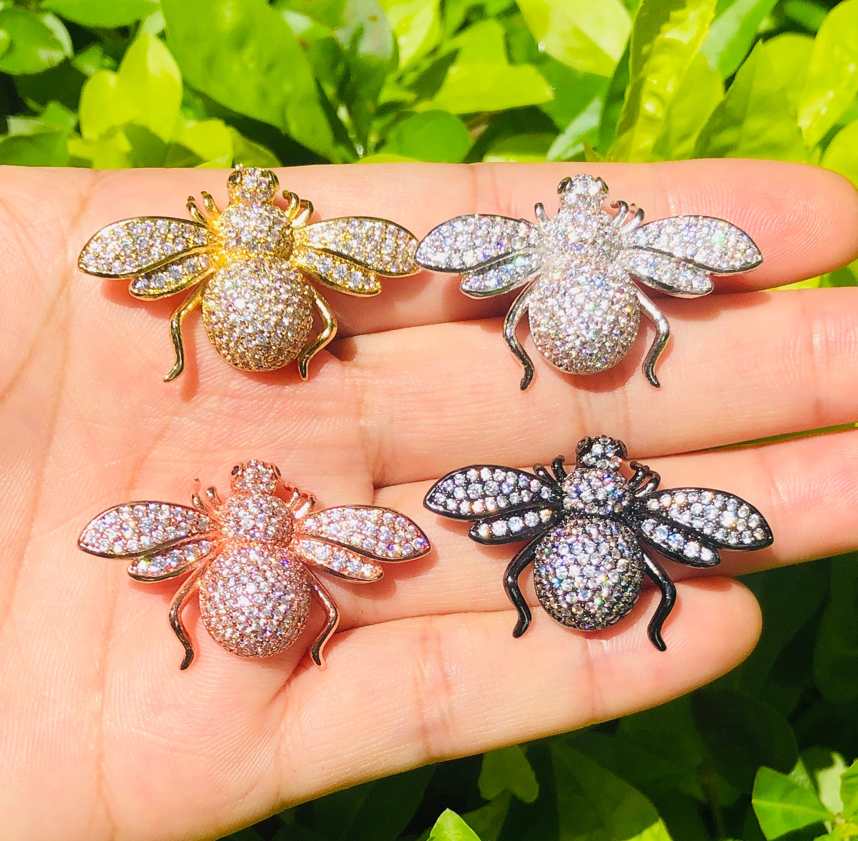 5pcs/lot 35*20mm CZ Paved Queen Bee Charm | Charms | Charms Beads Beyond Mix Color