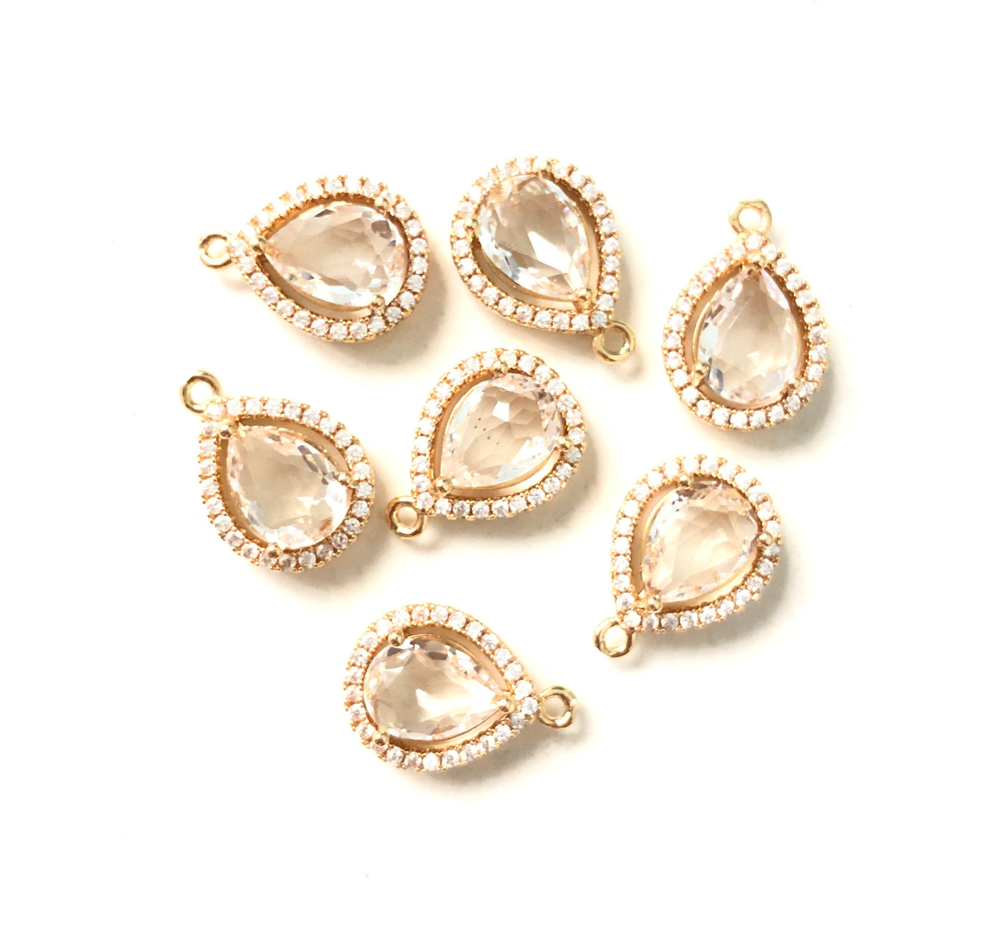 20pcs/lot 16.7*12mm CZ Paved Water Drop Crystal Charms Clear CZ Paved Charms Charms Beads Beyond