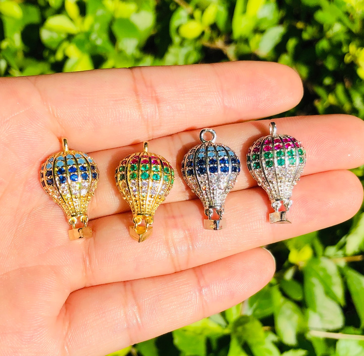 10pcs/lot 23*13mm CZ Paved Hot Air Ballon Charms Mix Color CZ Paved Charms Colorful Zirconia Charms Beads Beyond