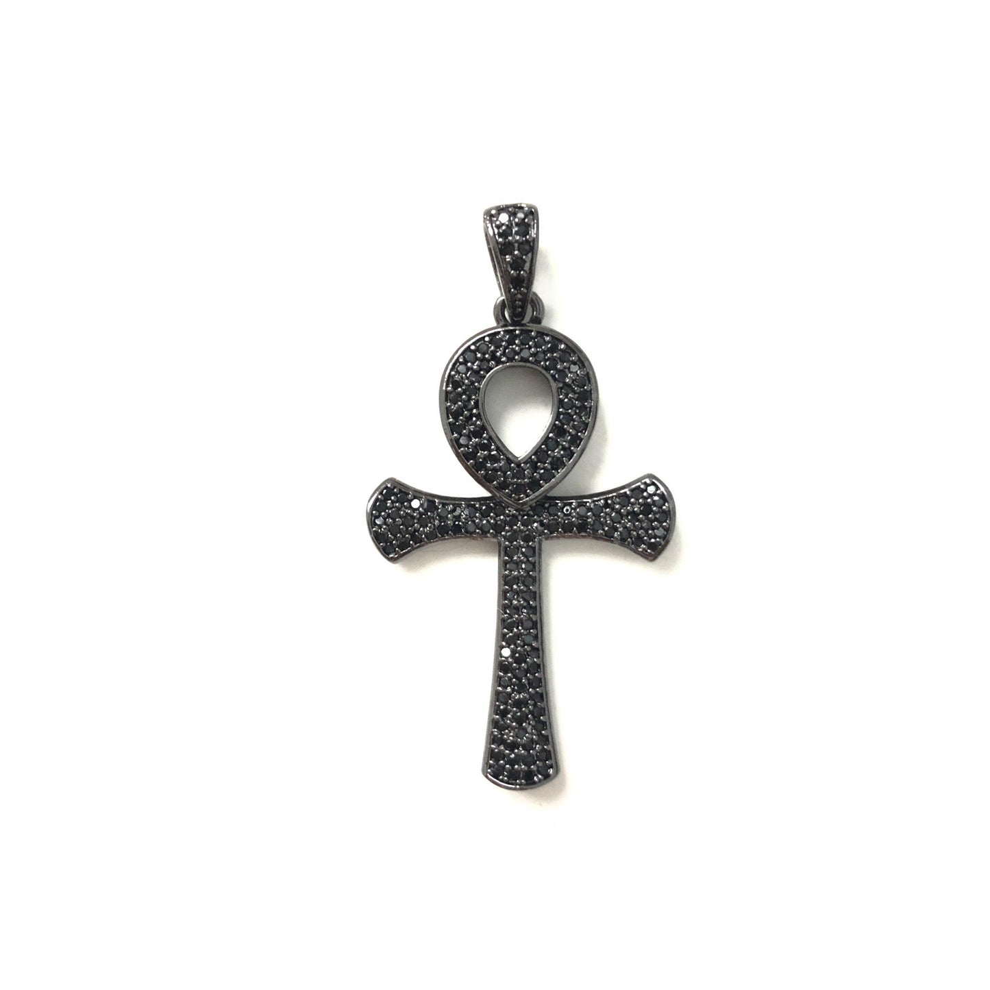 10pcs/lot 45*23.3mm CZ Paved Ankh Charms Black on Black CZ Paved Charms ANKH Symbols Charms Beads Beyond