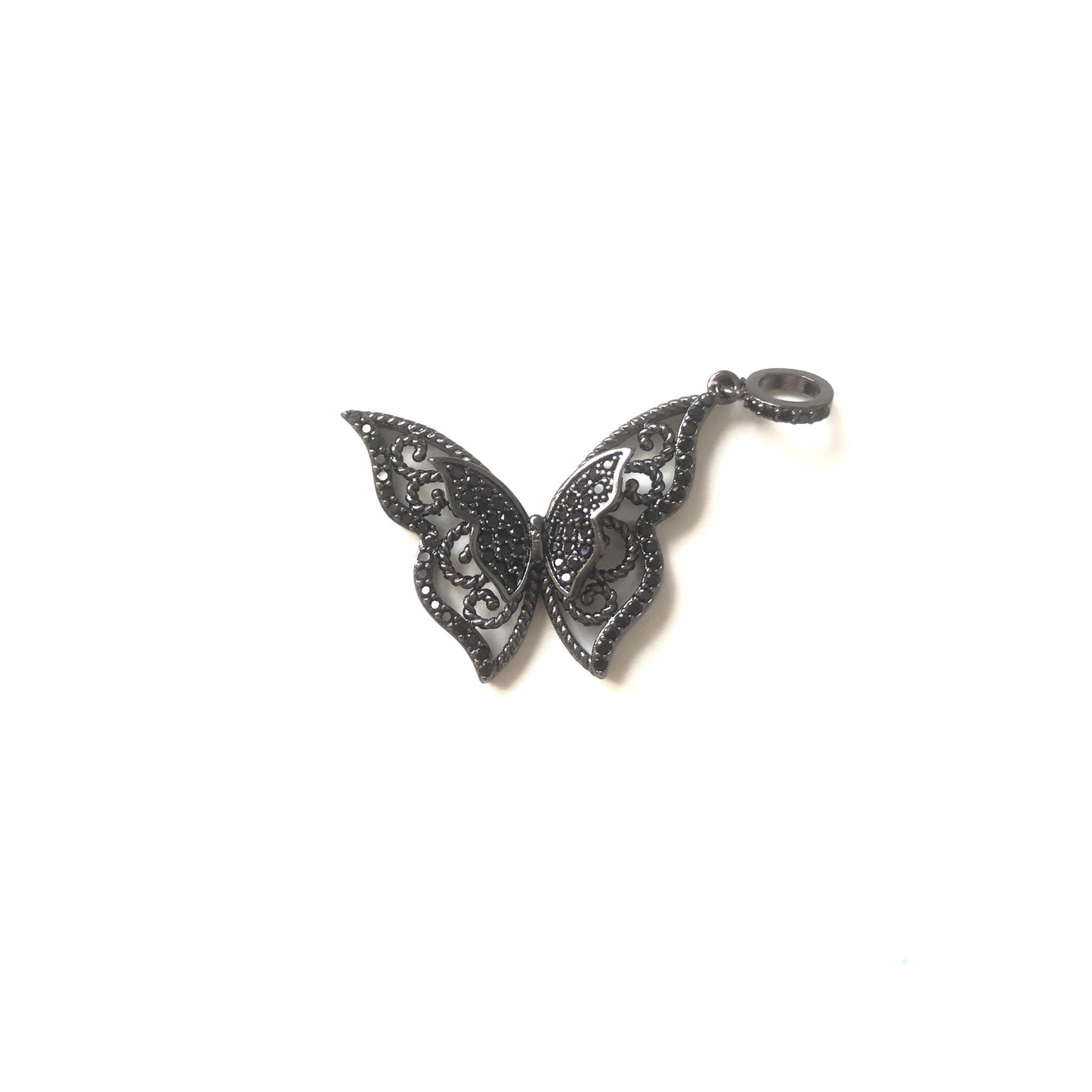 10pcs/lot 26*20mm CZ Paved Double Butterflies Charms Black CZ Paved Charms Butterflies Charms Beads Beyond