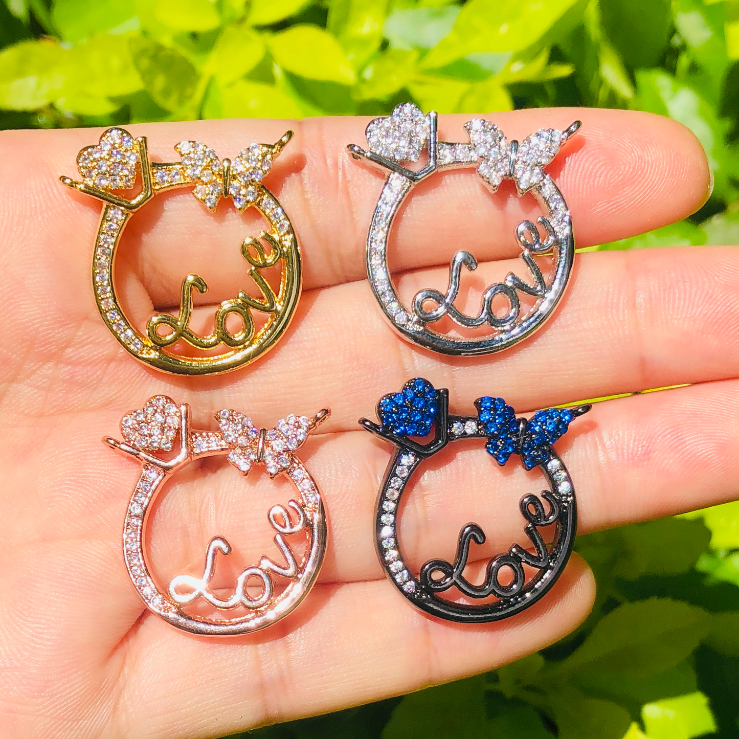 10pcs/lot 24*22mm Clear CZ Paved LOVE Charms Mix Color CZ Paved Charms Love Letters Charms Beads Beyond