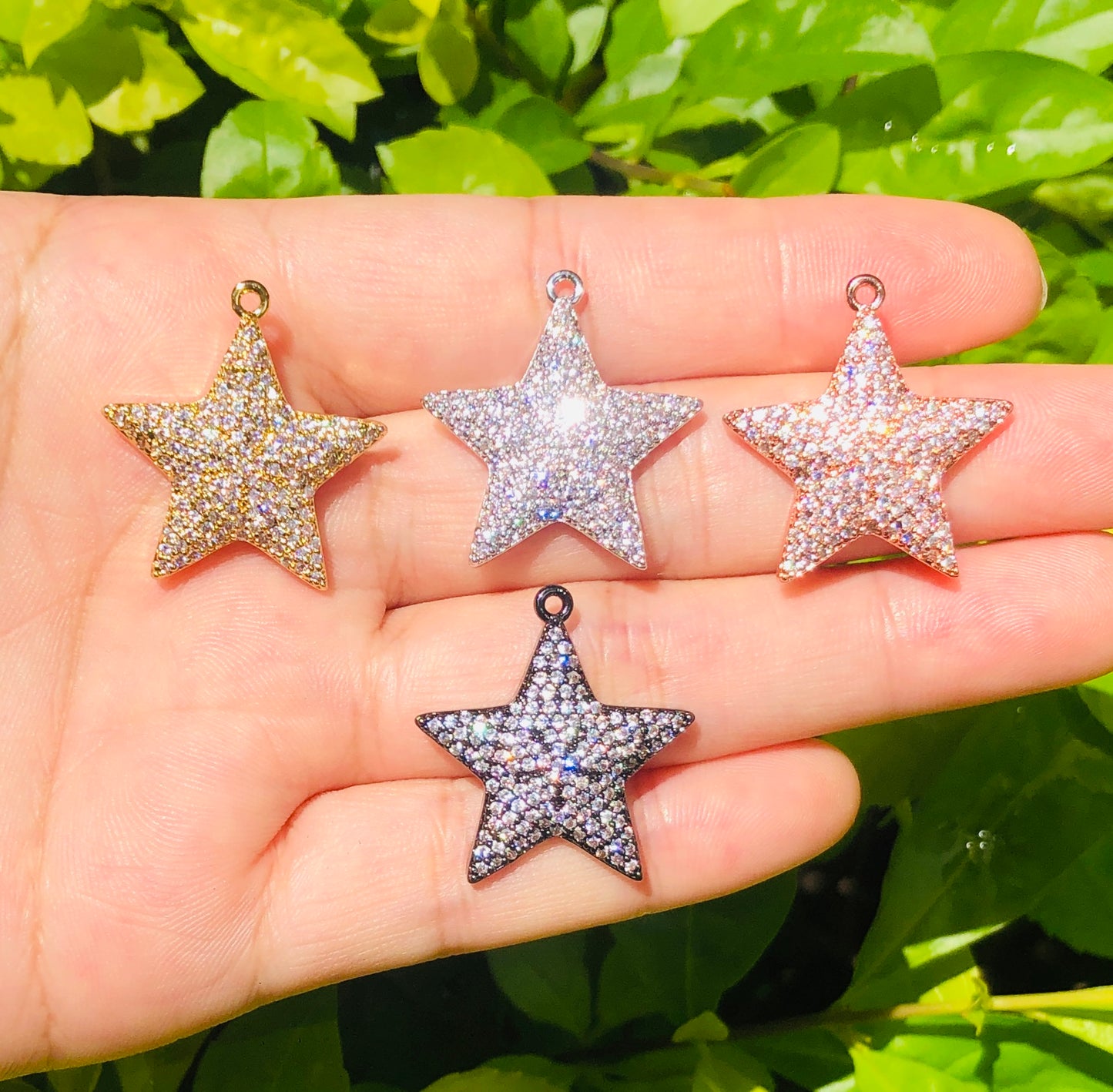 10pcs/lot 24*23mm CZ Paved Star Charms Mix Color CZ Paved Charms Sun Moon Stars Charms Beads Beyond