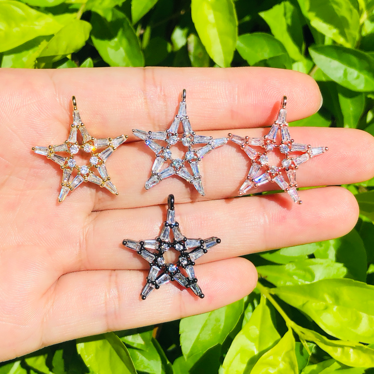 10pcs/lot 24.5*22mm Clear CZ Paved Star Charms Mix Color CZ Paved Charms Sun Moon Stars Charms Beads Beyond