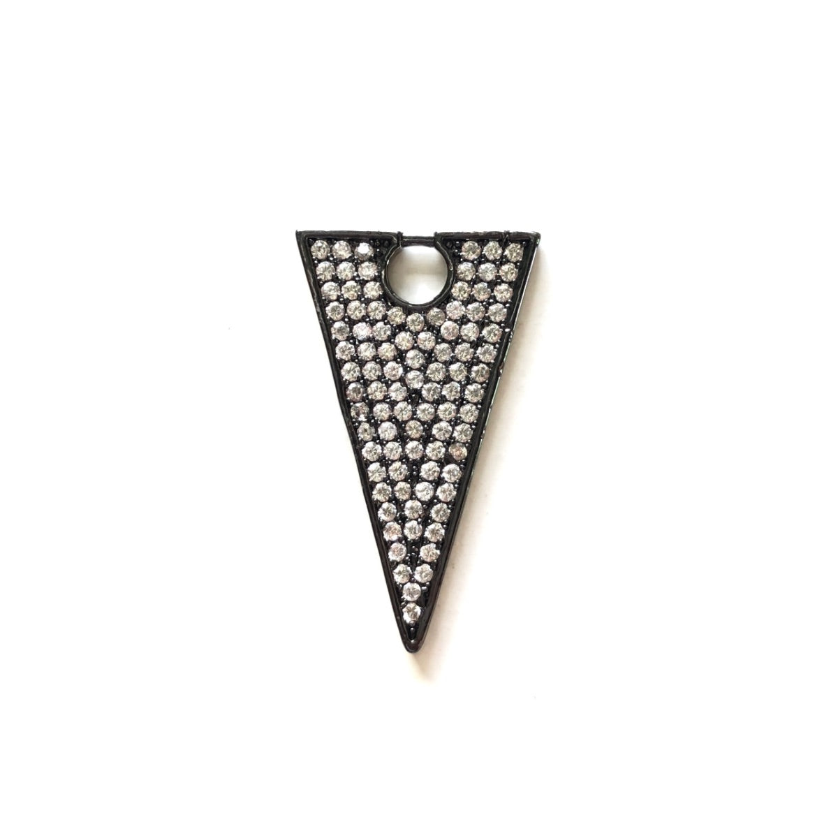 5-10pcs/lot 27*16mm CZ Pave Triangle Charms Black CZ Paved Charms Geometrics Charms Beads Beyond