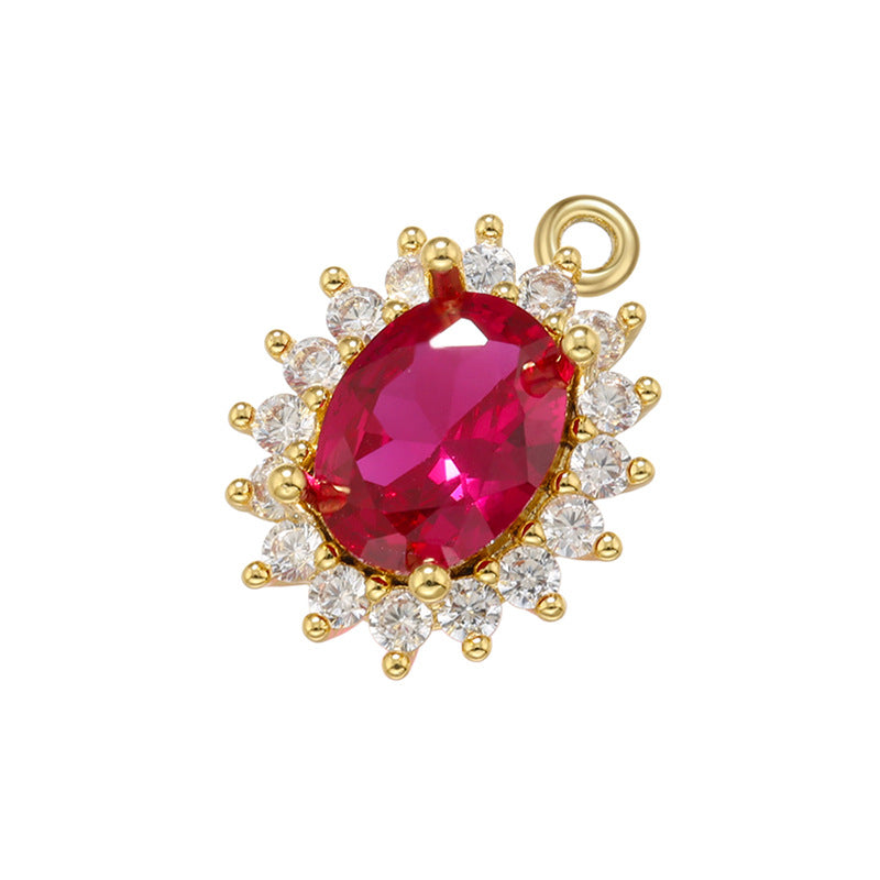 10pcs/lot Gold Silver Plated Colorful Diamond Charms Fuchsia on Gold CZ Paved Charms Colorful Zirconia Diamond Charms Beads Beyond