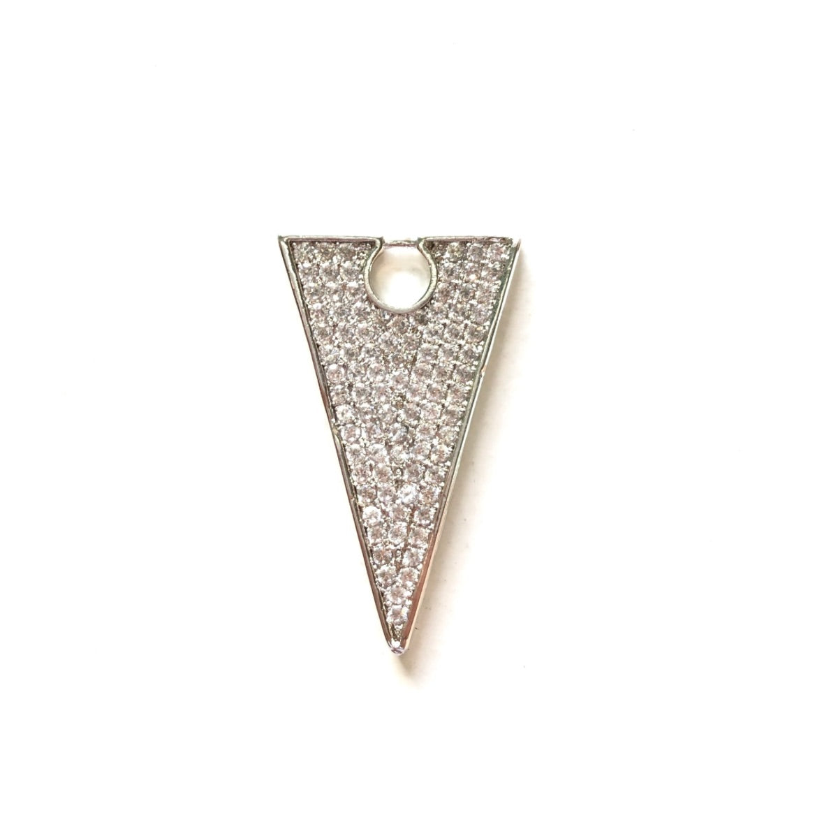 5-10pcs/lot 27*16mm CZ Pave Triangle Charms Silver CZ Paved Charms Geometrics Charms Beads Beyond