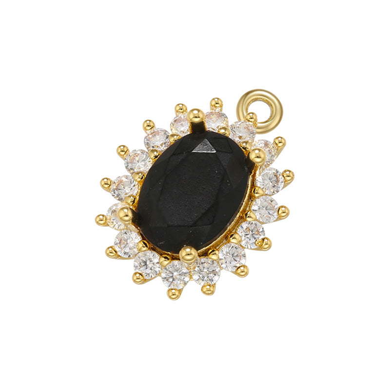 10pcs/lot Gold Silver Plated Colorful Diamond Charms Black on Gold CZ Paved Charms Colorful Zirconia Diamond Charms Beads Beyond