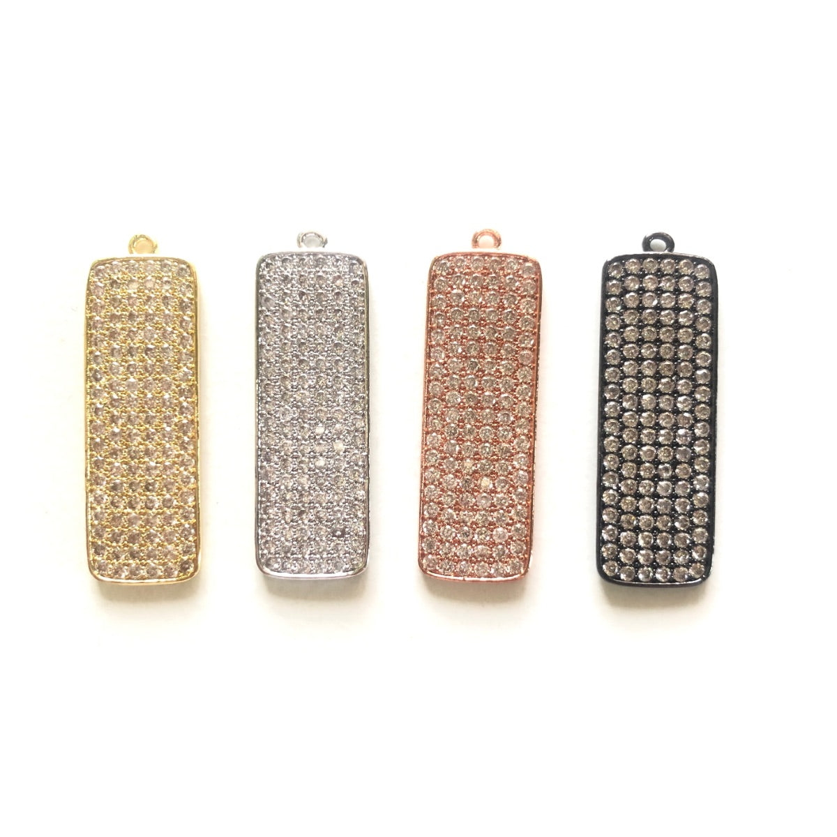 5-10pcs/lot 35*11mm CZ Pave Rectangle Plate Charm Pendants CZ Paved Charms Geometrics Charms Beads Beyond