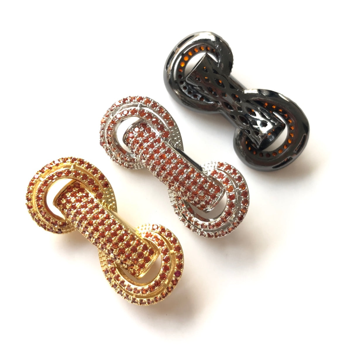 5pcs/lot 31*14.5*8mm Reddish Orange CZ Paved Tube Bar Spacers CZ Paved Spacers Colorful Zirconia New Spacers Arrivals Tube Bar Centerpieces Charms Beads Beyond