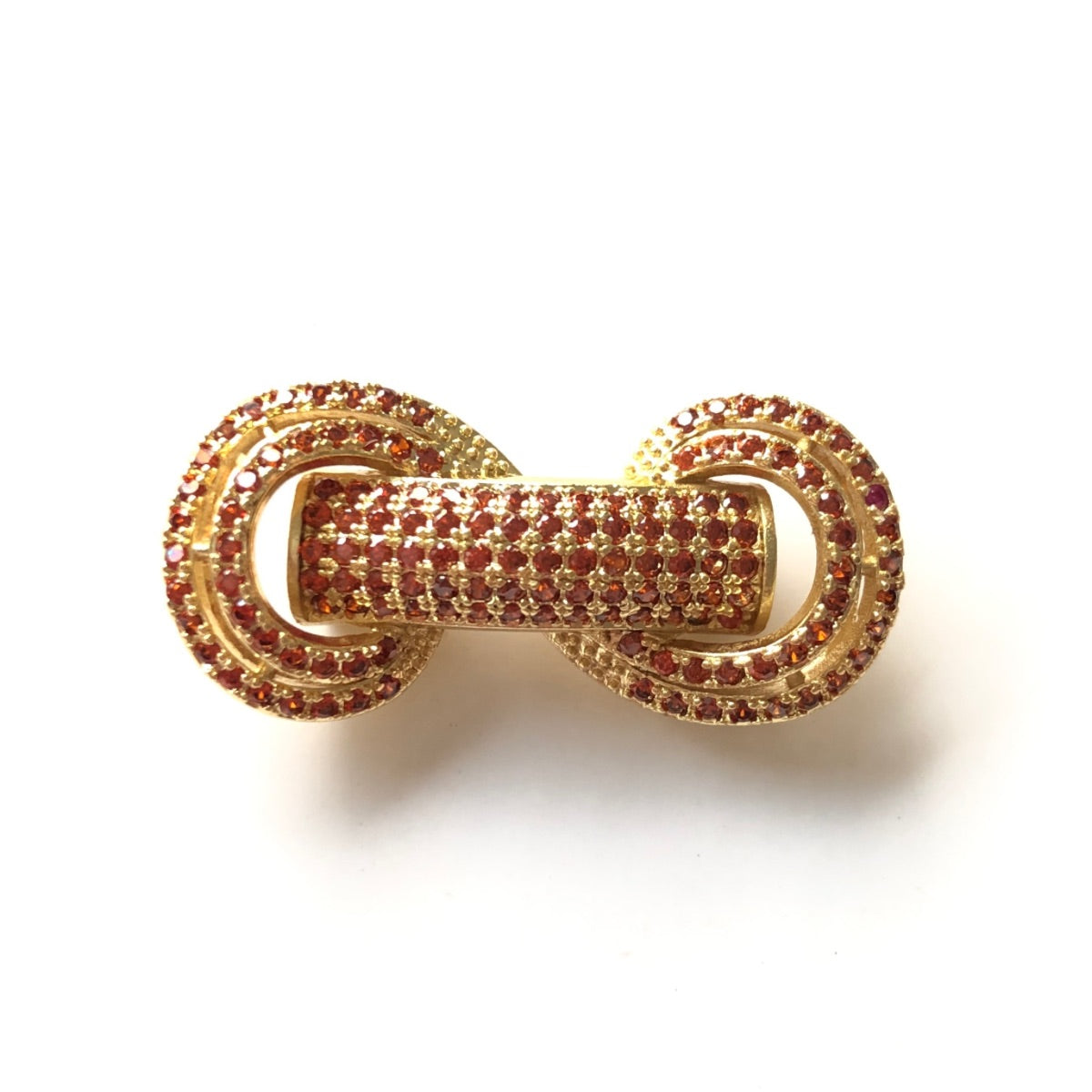 5pcs/lot 31*14.5*8mm Reddish Orange CZ Paved Tube Bar Spacers Gold CZ Paved Spacers Colorful Zirconia New Spacers Arrivals Tube Bar Centerpieces Charms Beads Beyond