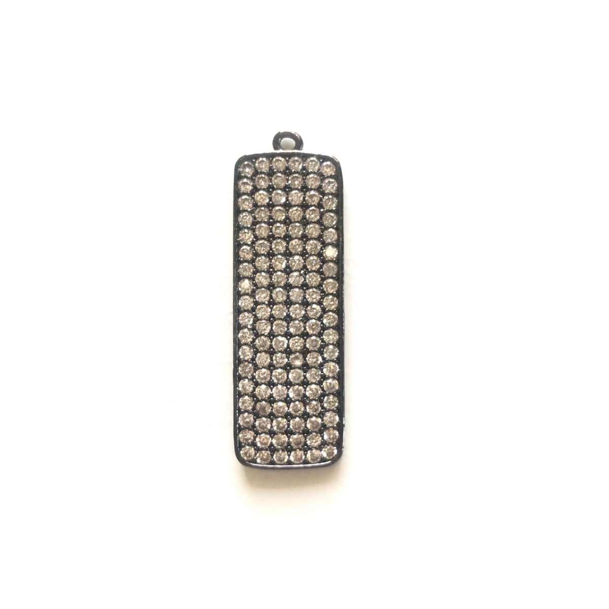 5-10pcs/lot 35*11mm CZ Pave Rectangle Plate Charm Pendants Black CZ Paved Charms Geometrics Charms Beads Beyond