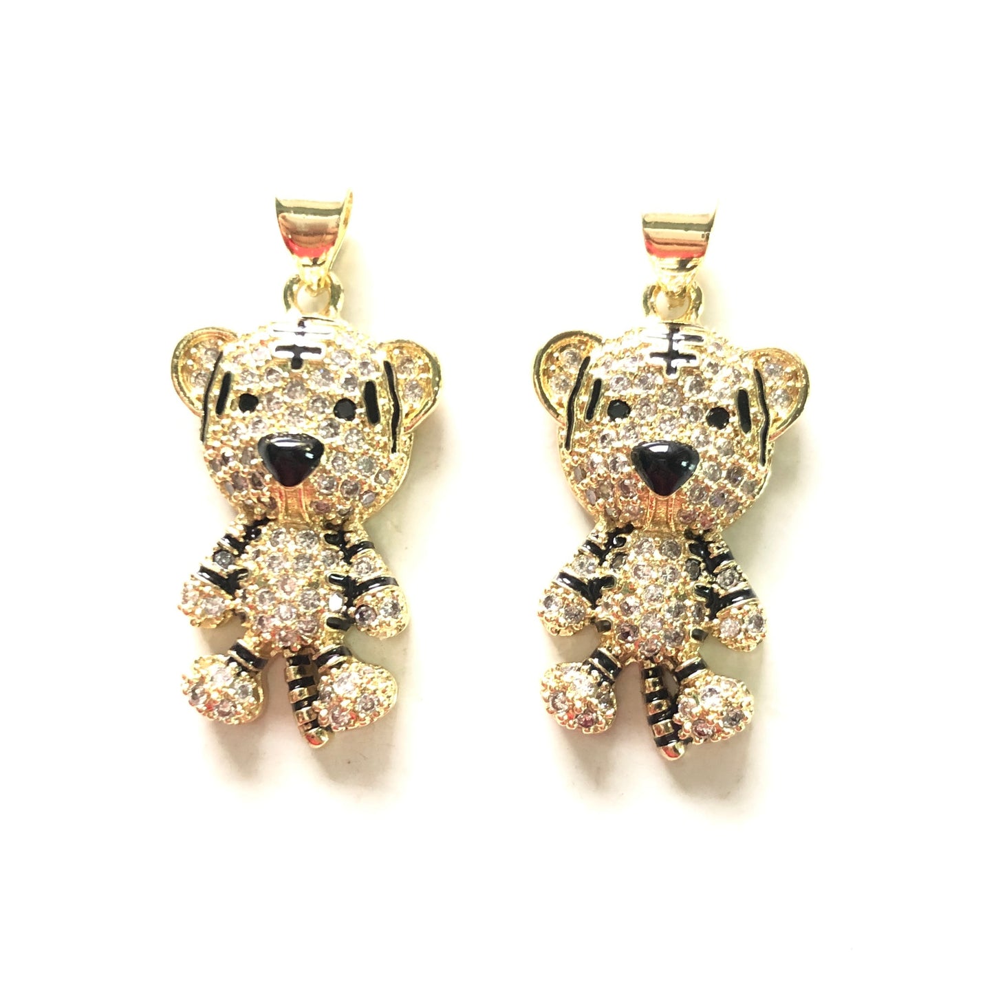 5-10pcs/lot 36.7 *25mm Gold Plated Cute Tiger Charm Pendants CZ Paved Charms Animals & Insects Charms Beads Beyond