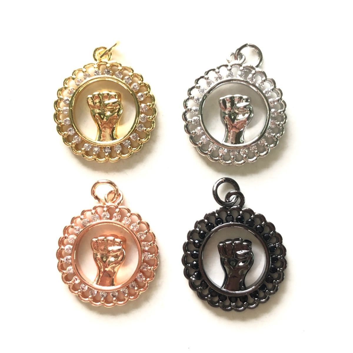 10pcs/lot 20*18mm CZ Paved Black Lives Matter Fist Charms CZ Paved Charms Juneteenth & Black History Month Awareness Symbols Charms Beads Beyond