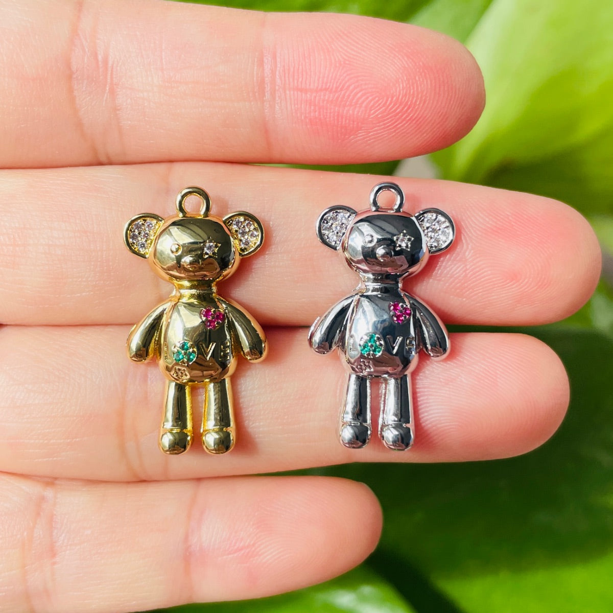 5-10pcs/lot 27 *15mm CZ Paved Cute Bear Charms CZ Paved Charms Animals & Insects Charms Beads Beyond