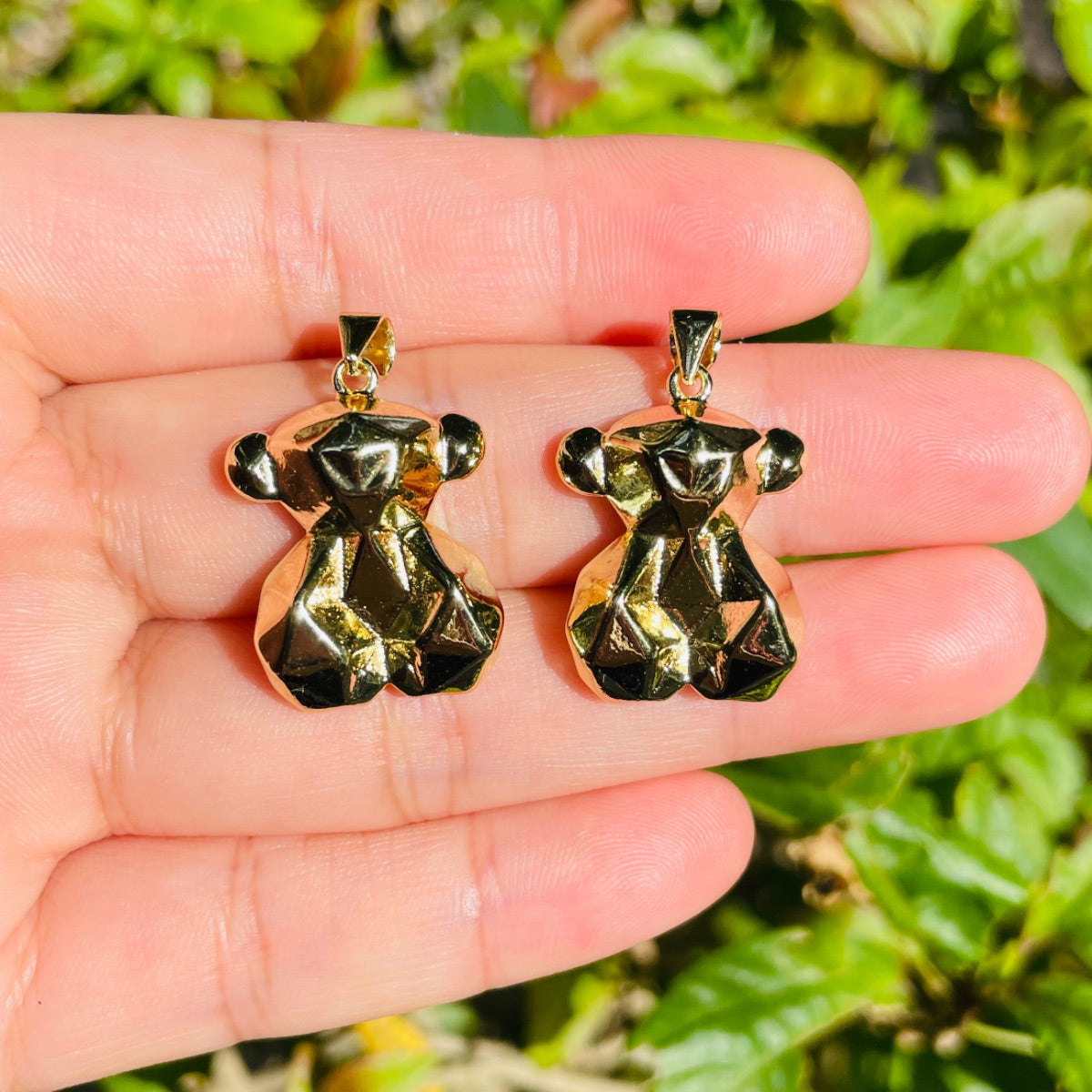 5pcs/lot 22 *17mm Gold Plated Cute Baby Bear Charm Pendants CZ Paved Charms Animals & Insects Charms Beads Beyond