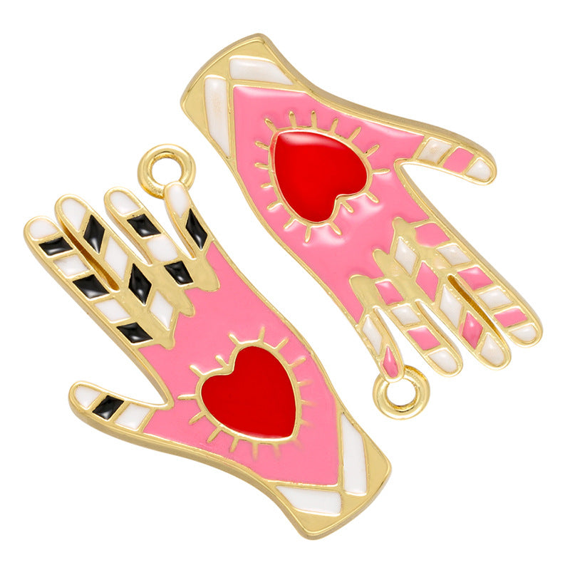 10pcs/lot 26.5*14mm Colorful Enamel Heart Hand Charm Pendant Mix Colors Enamel Charms Charms Beads Beyond