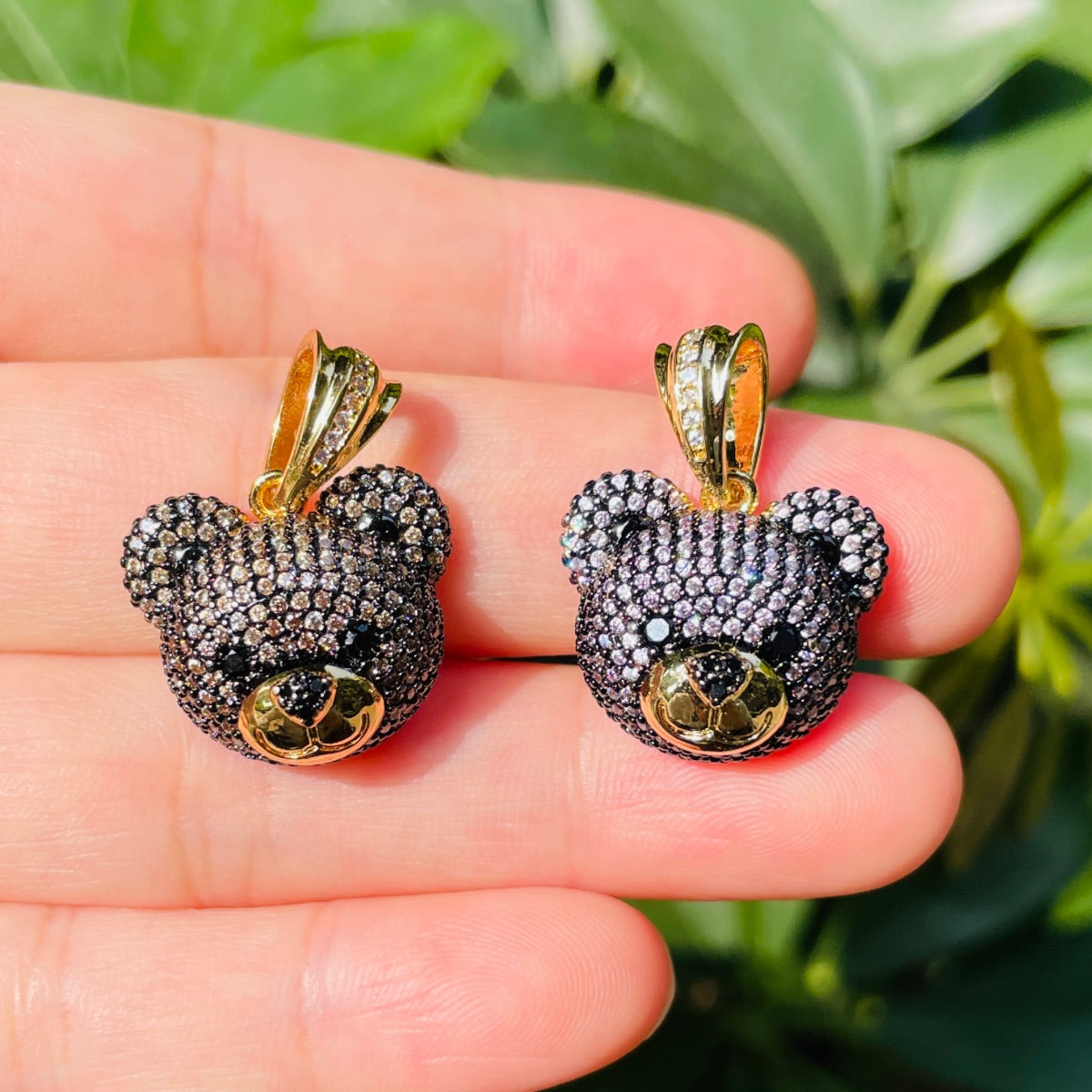 5-10pcs/lot Champagne Purple CZ Paved Cute Bear Head Charms Mix Colors CZ Paved Charms Animals & Insects New Charms Arrivals Charms Beads Beyond