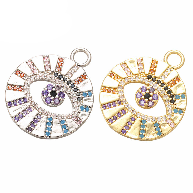 10pcs/lot 24*20mm Multicolor CZ Paved Evil Eye Charms CZ Paved Charms Colorful Zirconia Evil Eyes Charms Beads Beyond