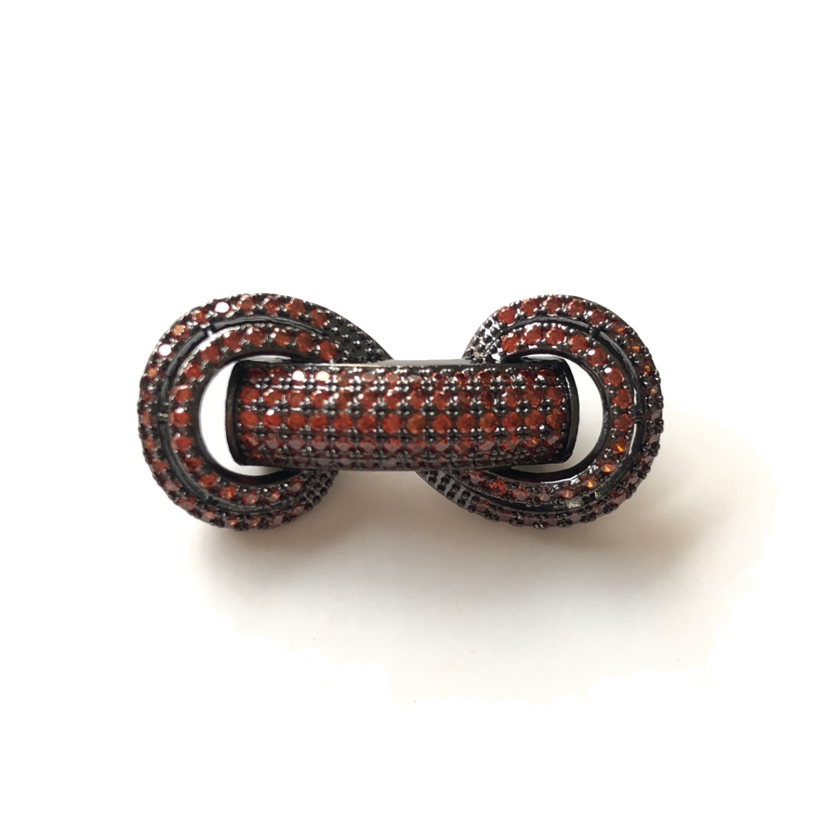 5pcs/lot 31*14.5*8mm Reddish Orange CZ Paved Tube Bar Spacers Black CZ Paved Spacers Colorful Zirconia New Spacers Arrivals Tube Bar Centerpieces Charms Beads Beyond
