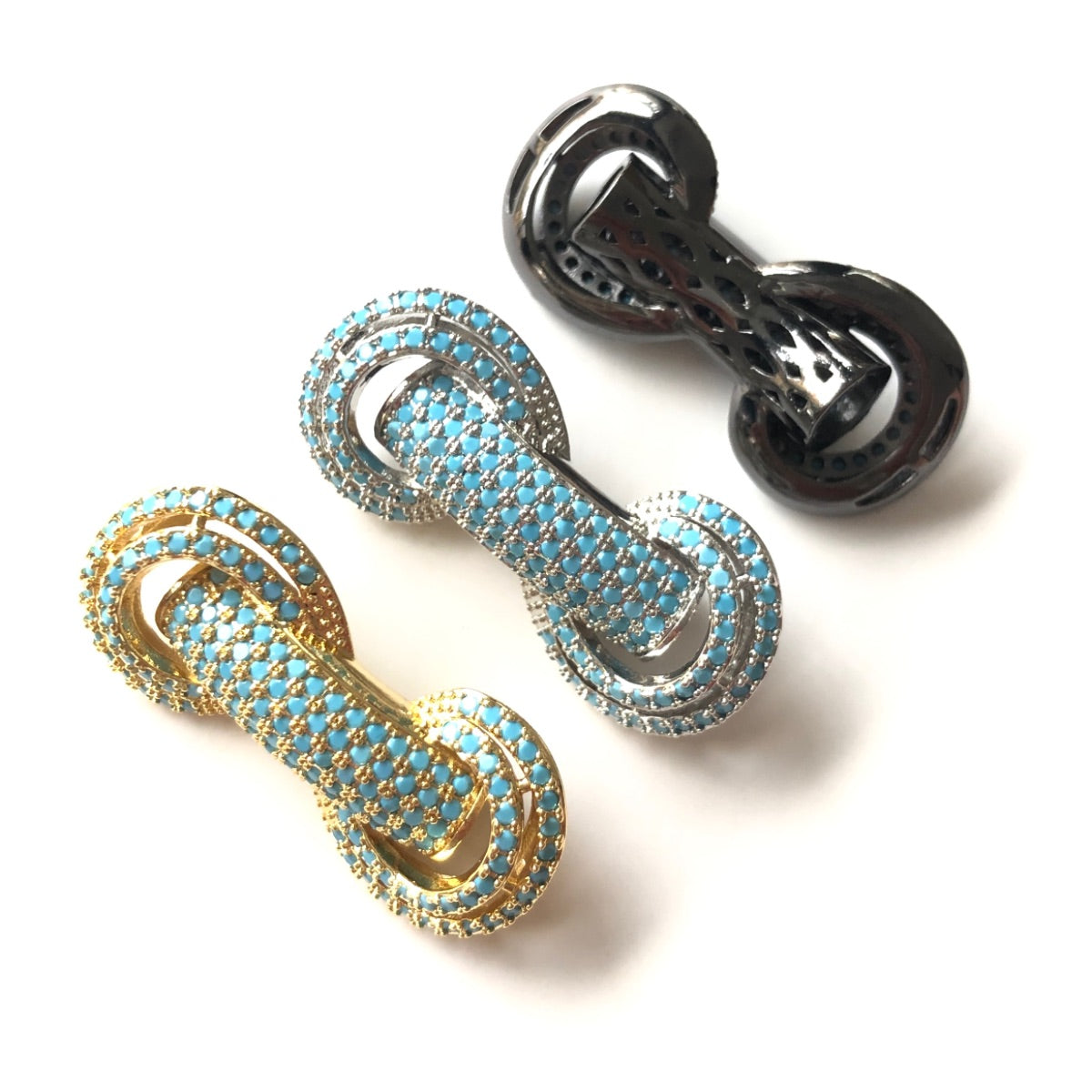 5pcs/lot 31*14.5*8mm Turquoise CZ Paved Tube Bar Spacers CZ Paved Spacers Colorful Zirconia New Spacers Arrivals Tube Bar Centerpieces Charms Beads Beyond