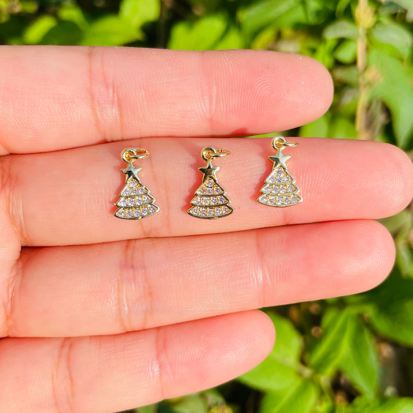 5-10pcs/lot Small Size CZ Paved Christmas Tree Charm Pendants CZ Paved Charms Christmas Small Sizes Charms Beads Beyond