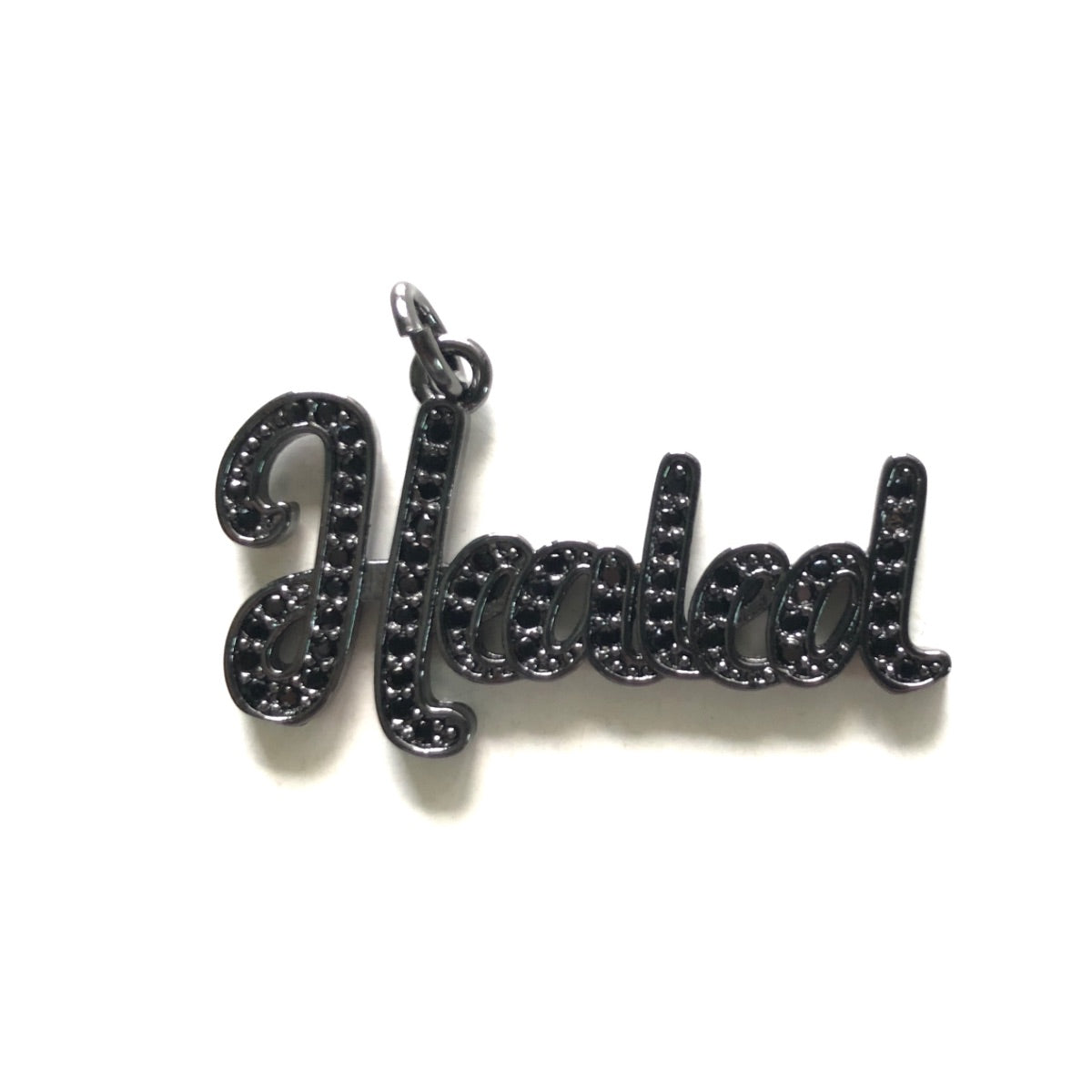 10pcs/lot 35*20mm CZ Pave Healed Word Charms Black on Black CZ Paved Charms Christian Quotes New Charms Arrivals Words & Quotes Charms Beads Beyond