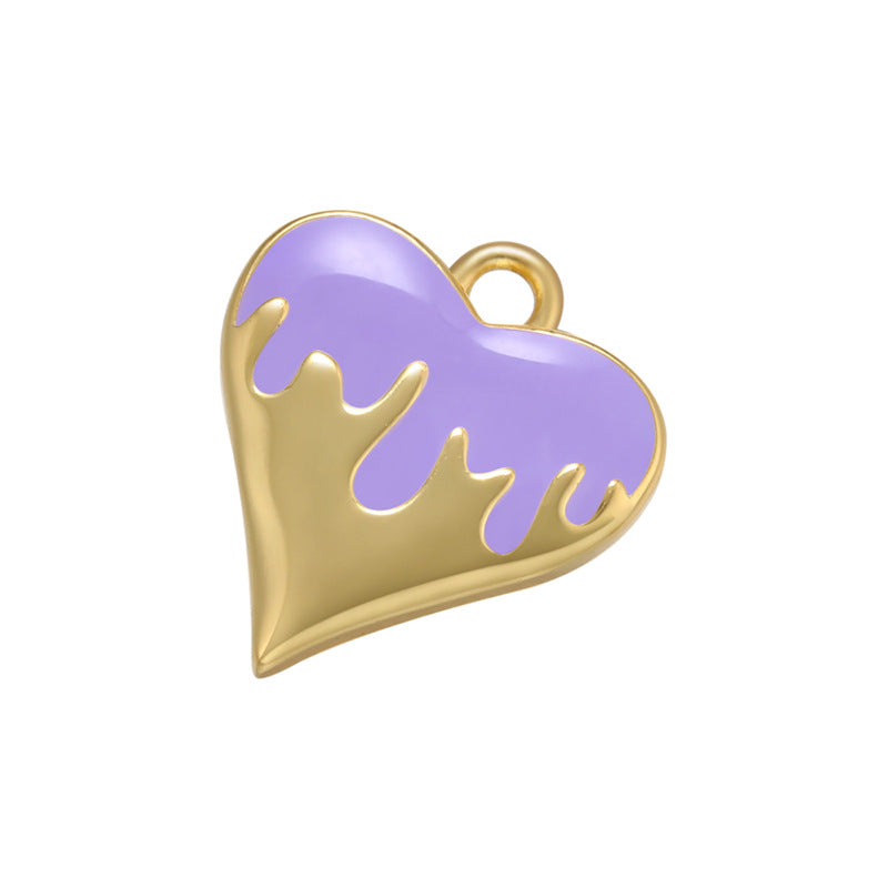 20pcs/lot 16*14.5mm Colorful Gold Plated Enamel Heart Charm Purple Enamel Charms Charms Beads Beyond