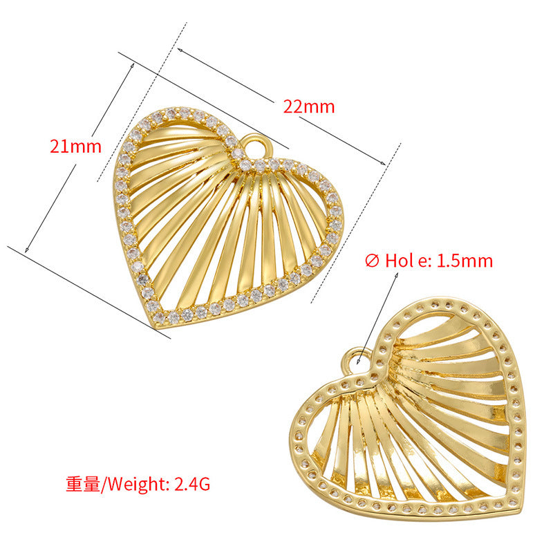 10pcs/lot 22*21mm CZ Paved Hollow Heart Charm Pendants CZ Paved Charms Hearts Charms Beads Beyond