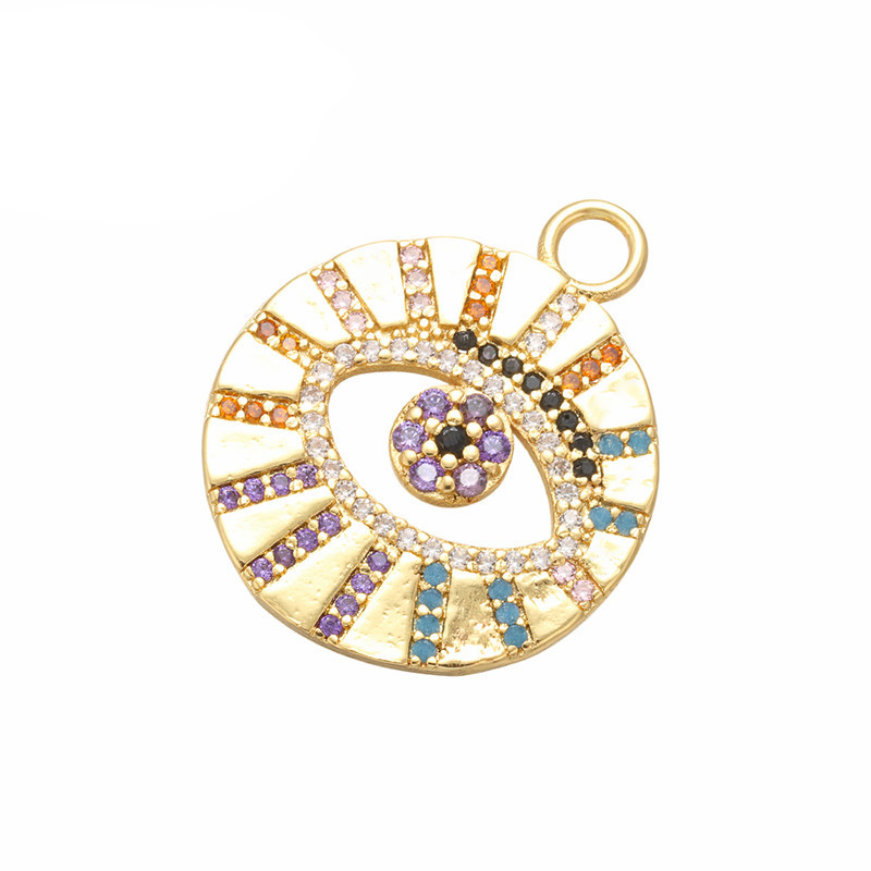 10pcs/lot 24*20mm Multicolor CZ Paved Evil Eye Charms Gold CZ Paved Charms Colorful Zirconia Evil Eyes Charms Beads Beyond